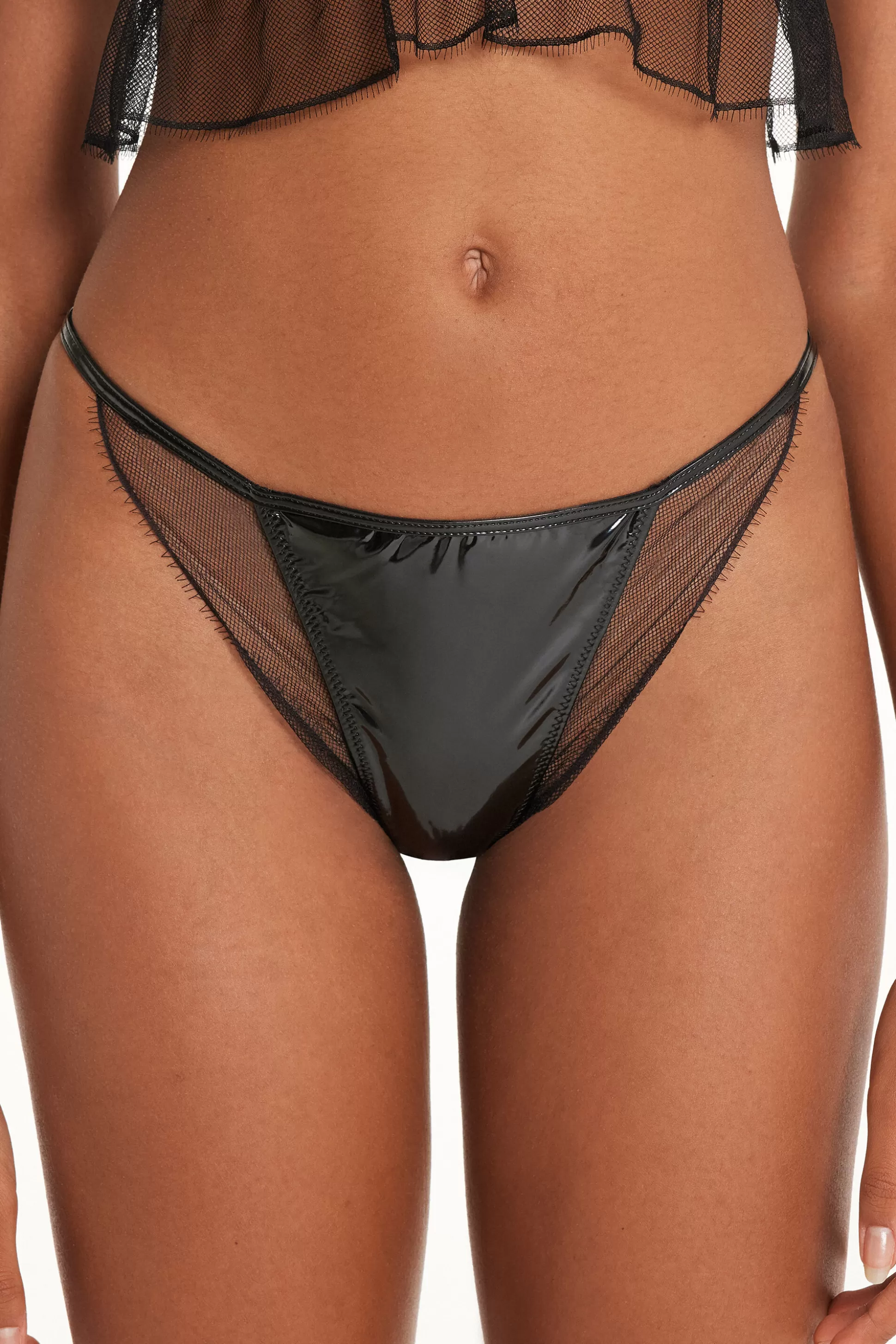 Tezenis Amorous Vynil String Panties - Classic - Women | black Flash Sale