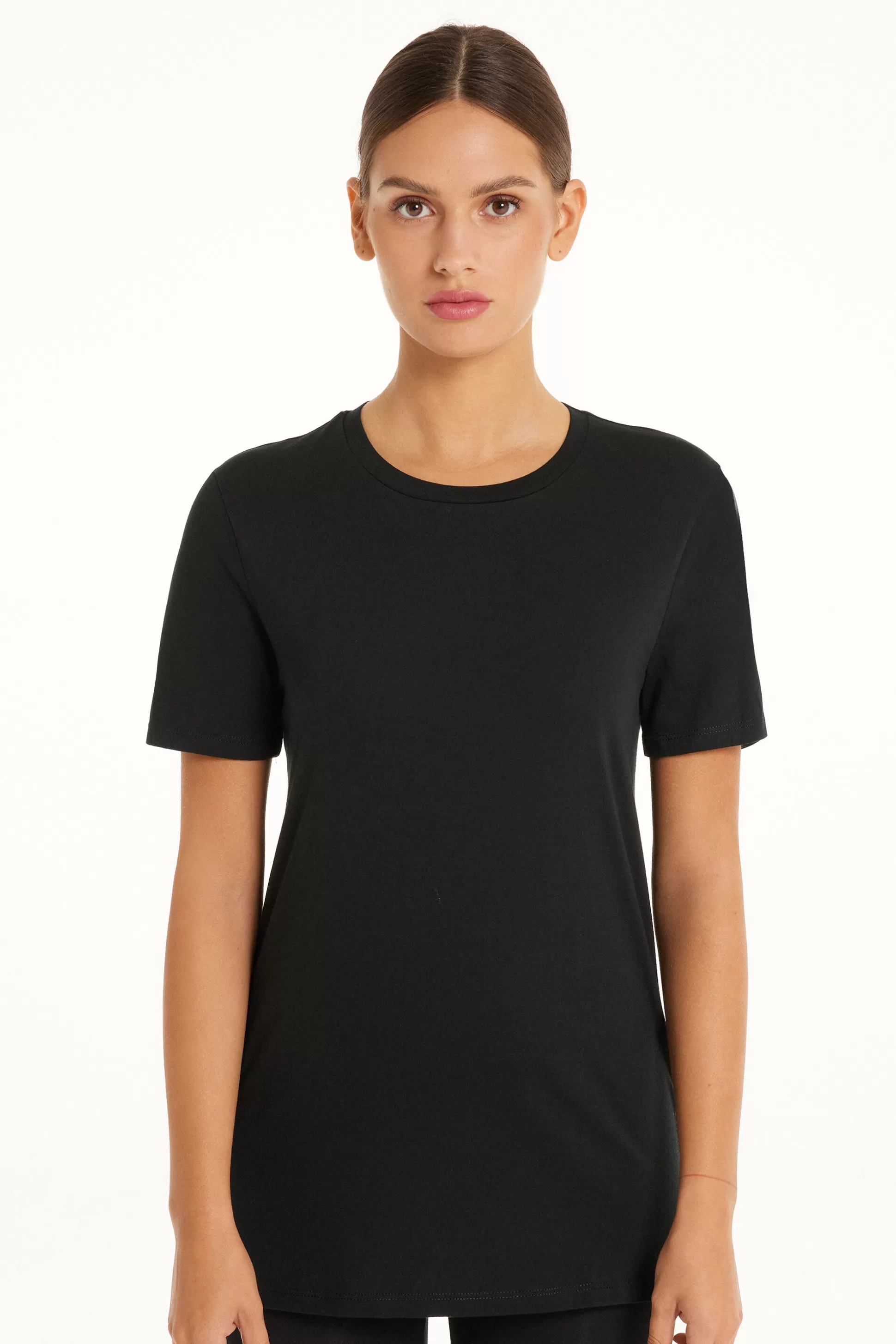 Tezenis Basic Jersey T-Shirt - Short-Sleeved Tops - Women | black Shop