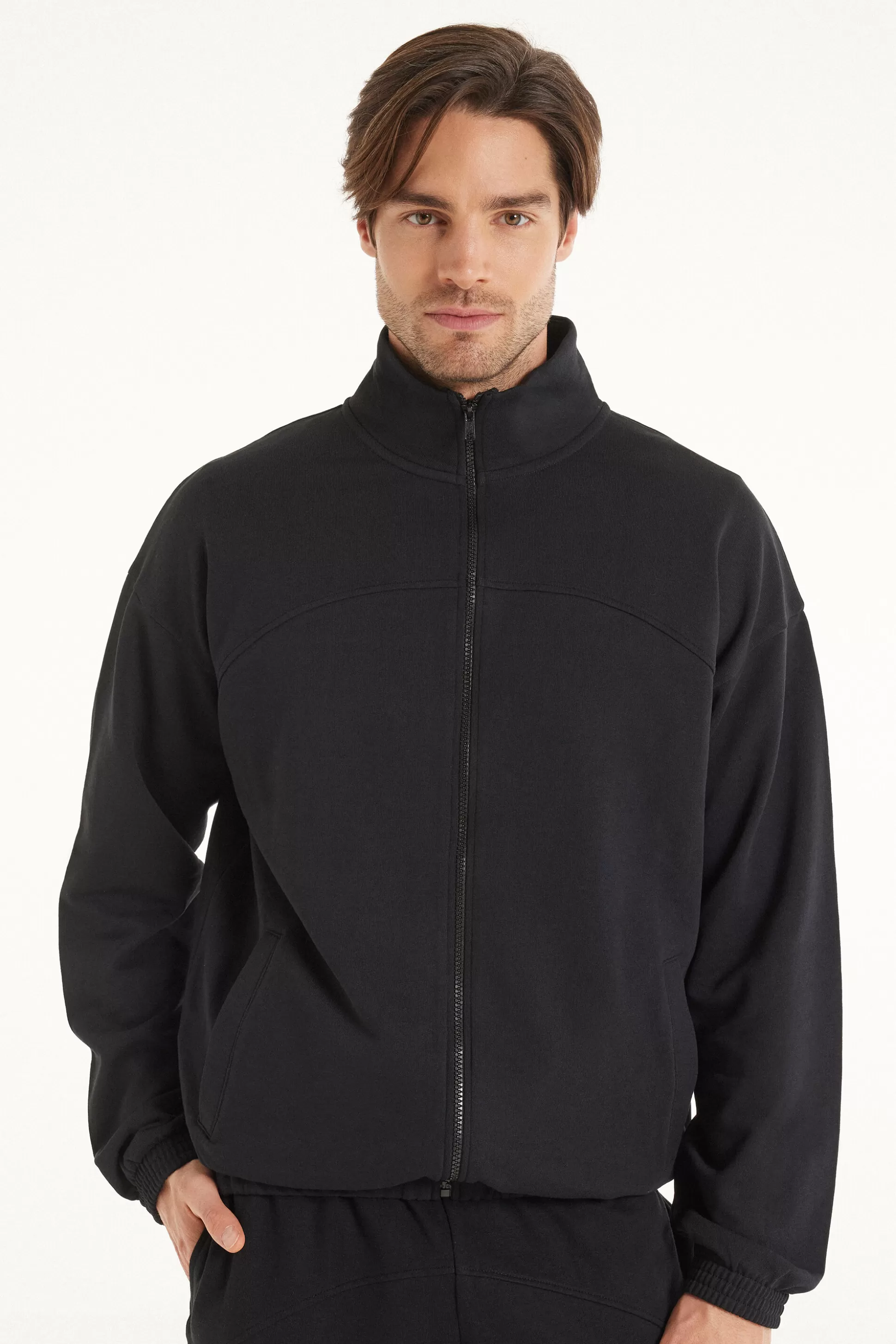 Tezenis Basic Long Sleeve Pocket Zip Sweatshirt - Sweatshirts - Men | black Sale