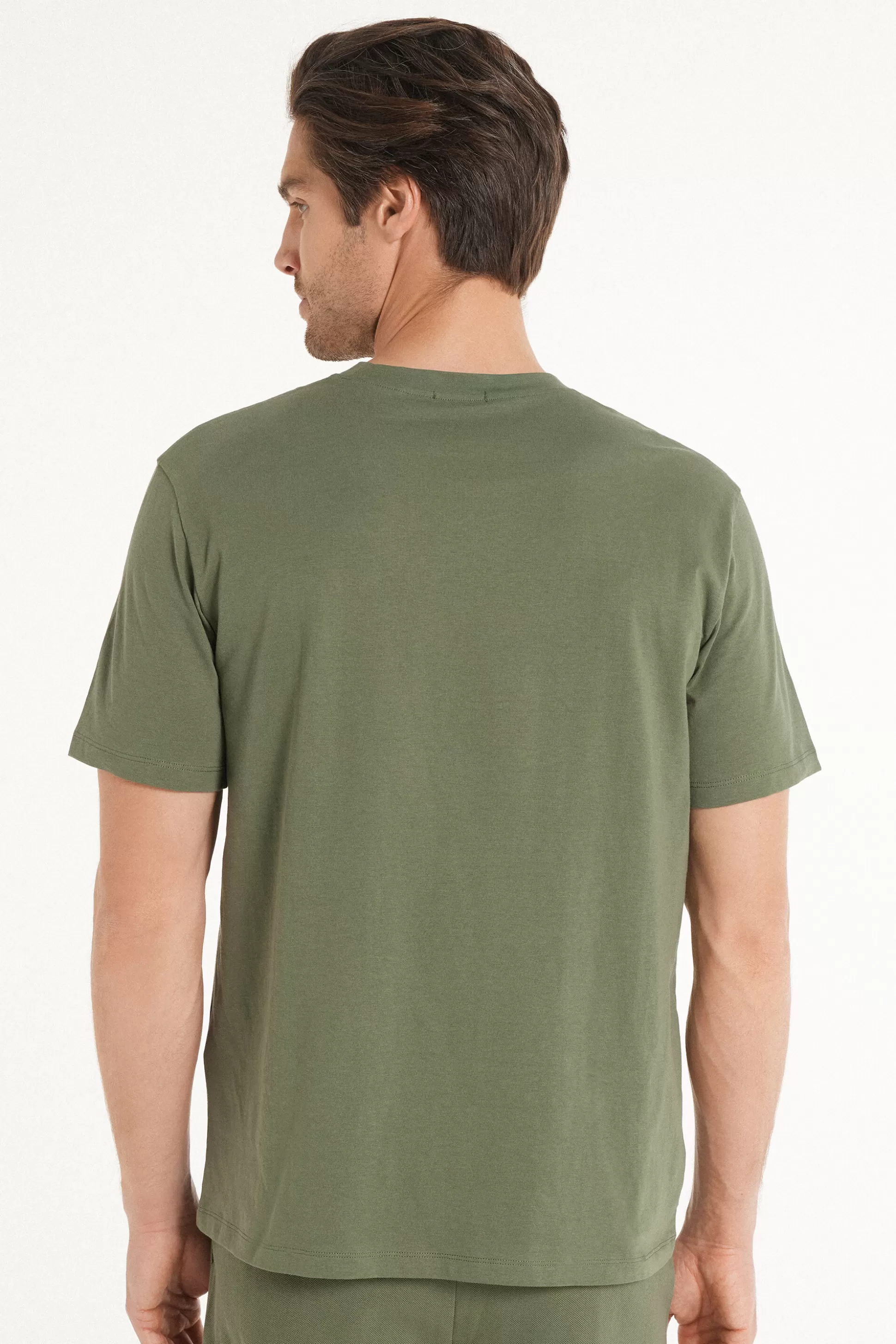 Tezenis Basic Loose Fitting Cotton T-shirt - T-Shirts - Men | green Discount