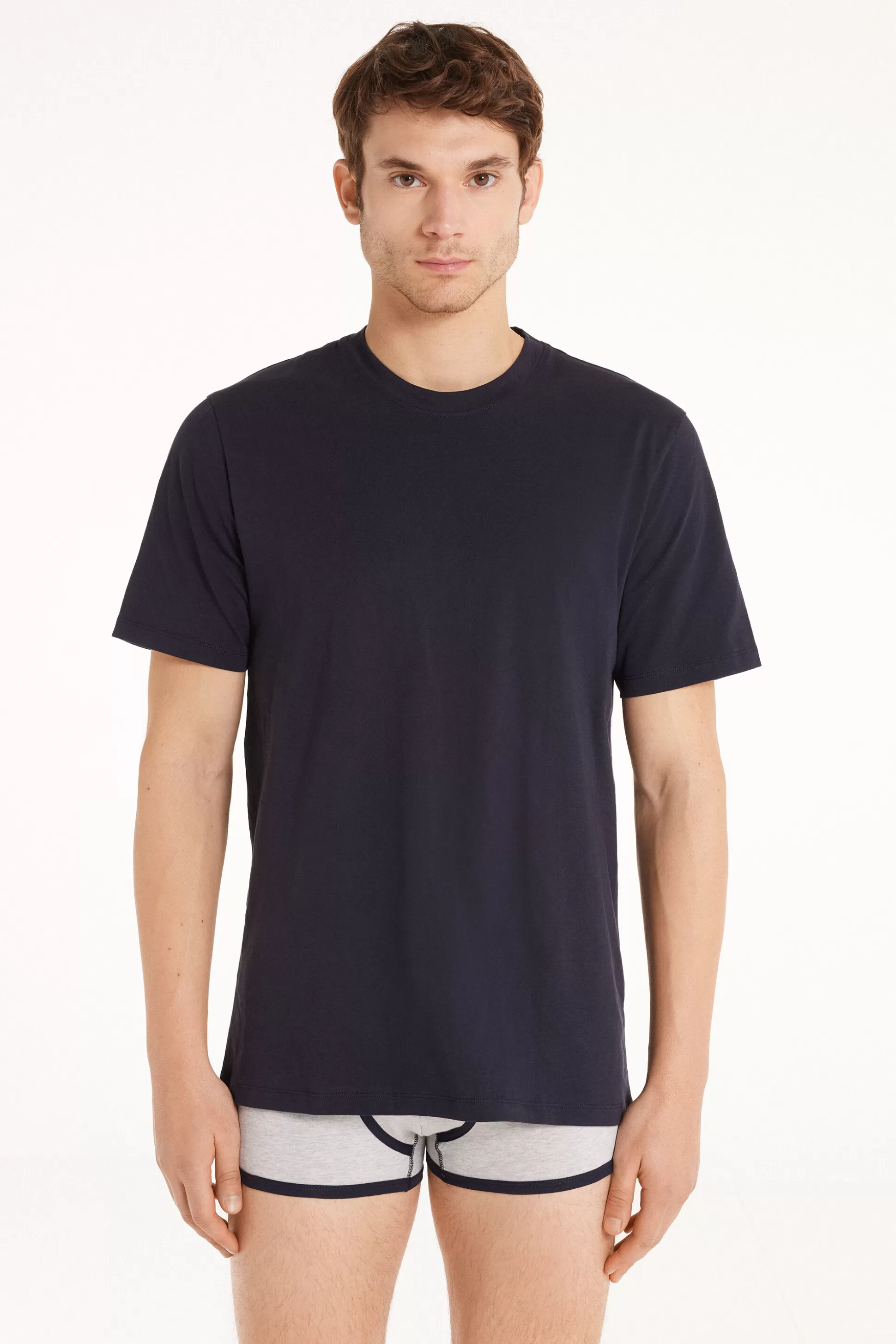 Tezenis Basic Loose Fitting Cotton T-shirt - T-Shirts - Men | blue Sale