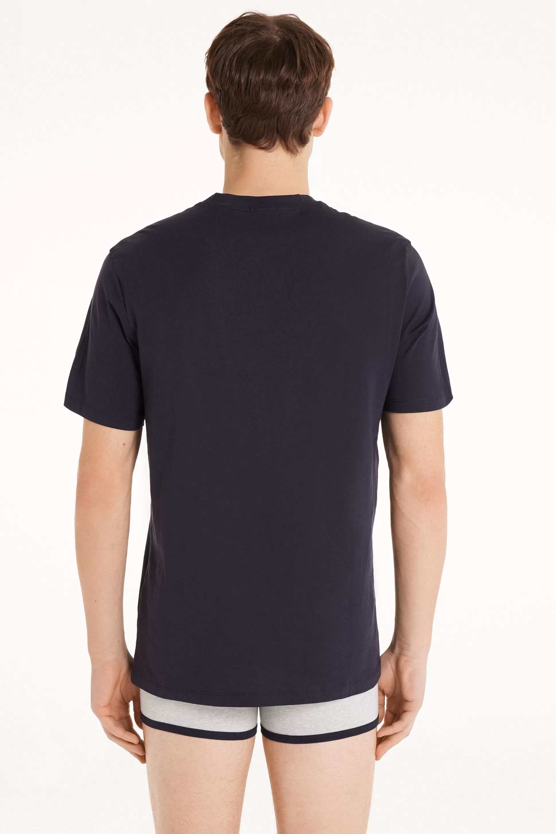 Tezenis Basic Loose Fitting Cotton T-shirt - T-Shirts - Men | blue Sale