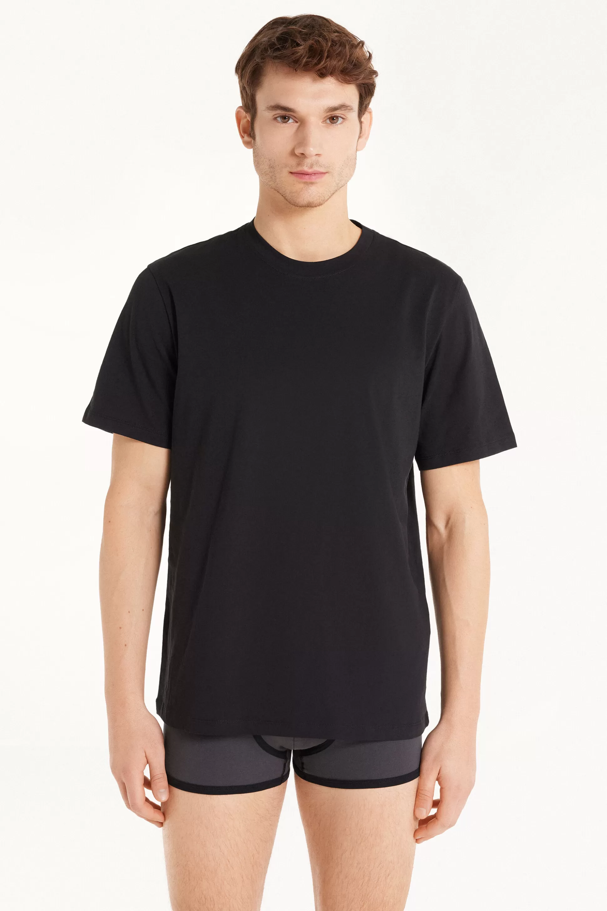 Tezenis Basic Loose Fitting Cotton T-shirt - T-Shirts - Men | black Best Sale