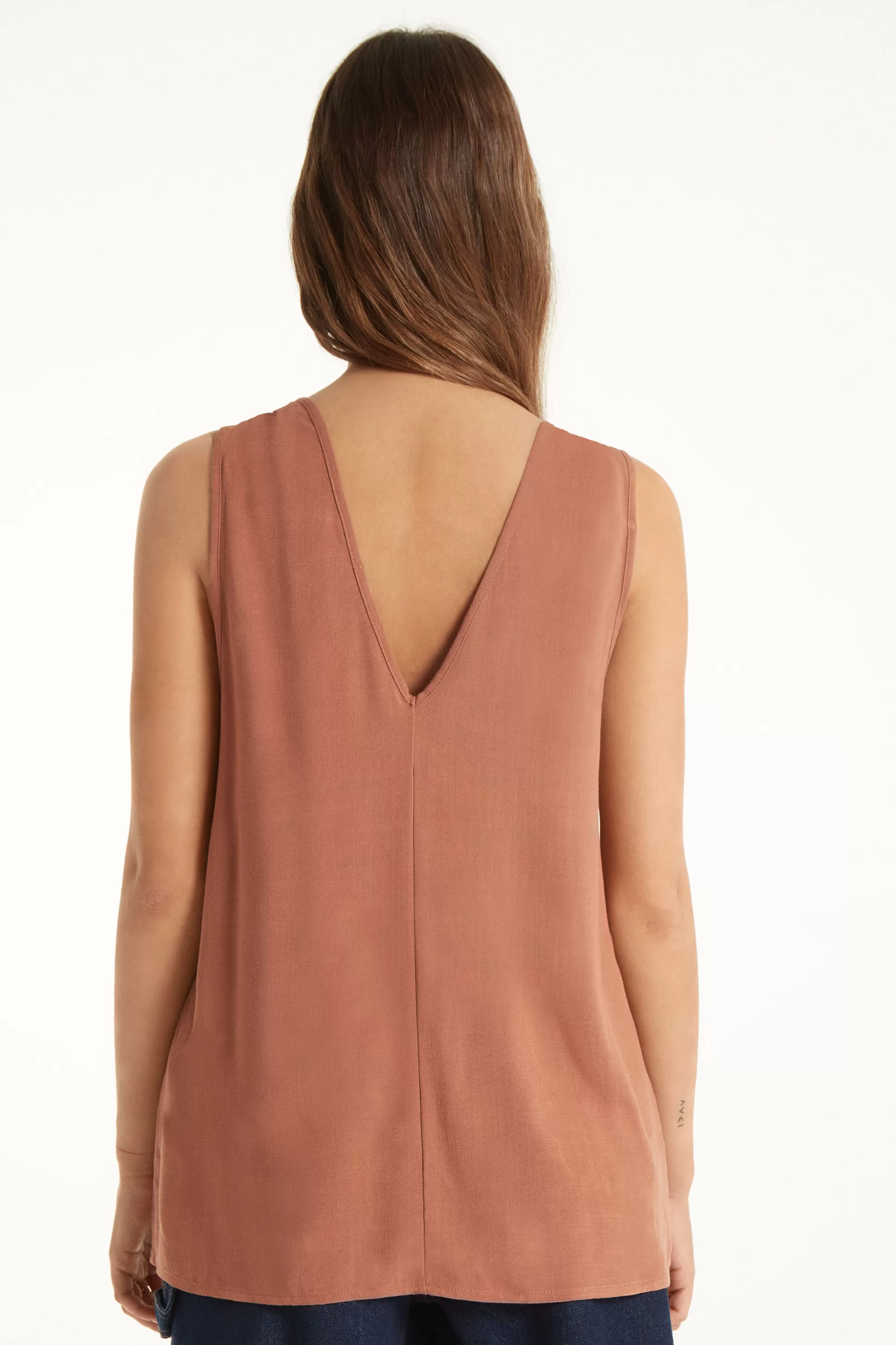 Tezenis Brushed Fabric Knotted Tank Top - Tank Tops - Women | brown Online