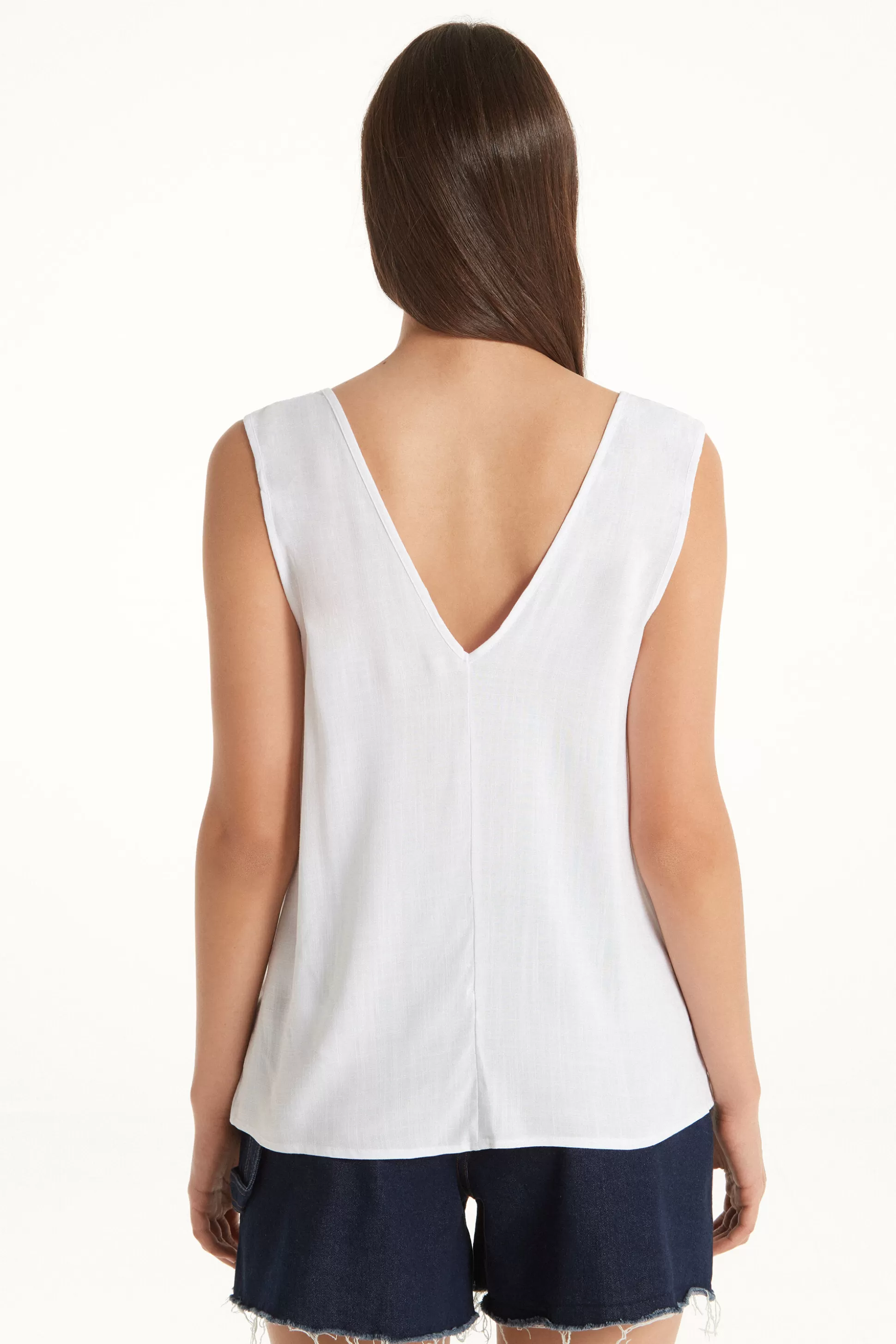 Tezenis Brushed Fabric Knotted Tank Top - Tank Tops - Women | white Store