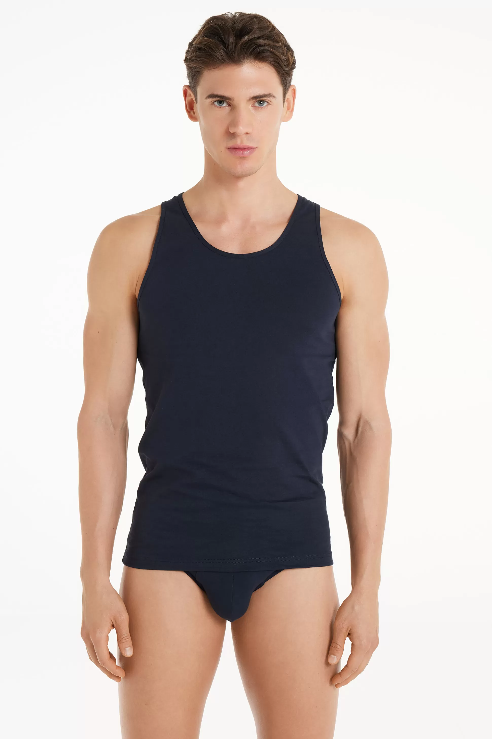 Tezenis Cotton Jersey Undershirt - Tank Top Undershirts - Men | blue New