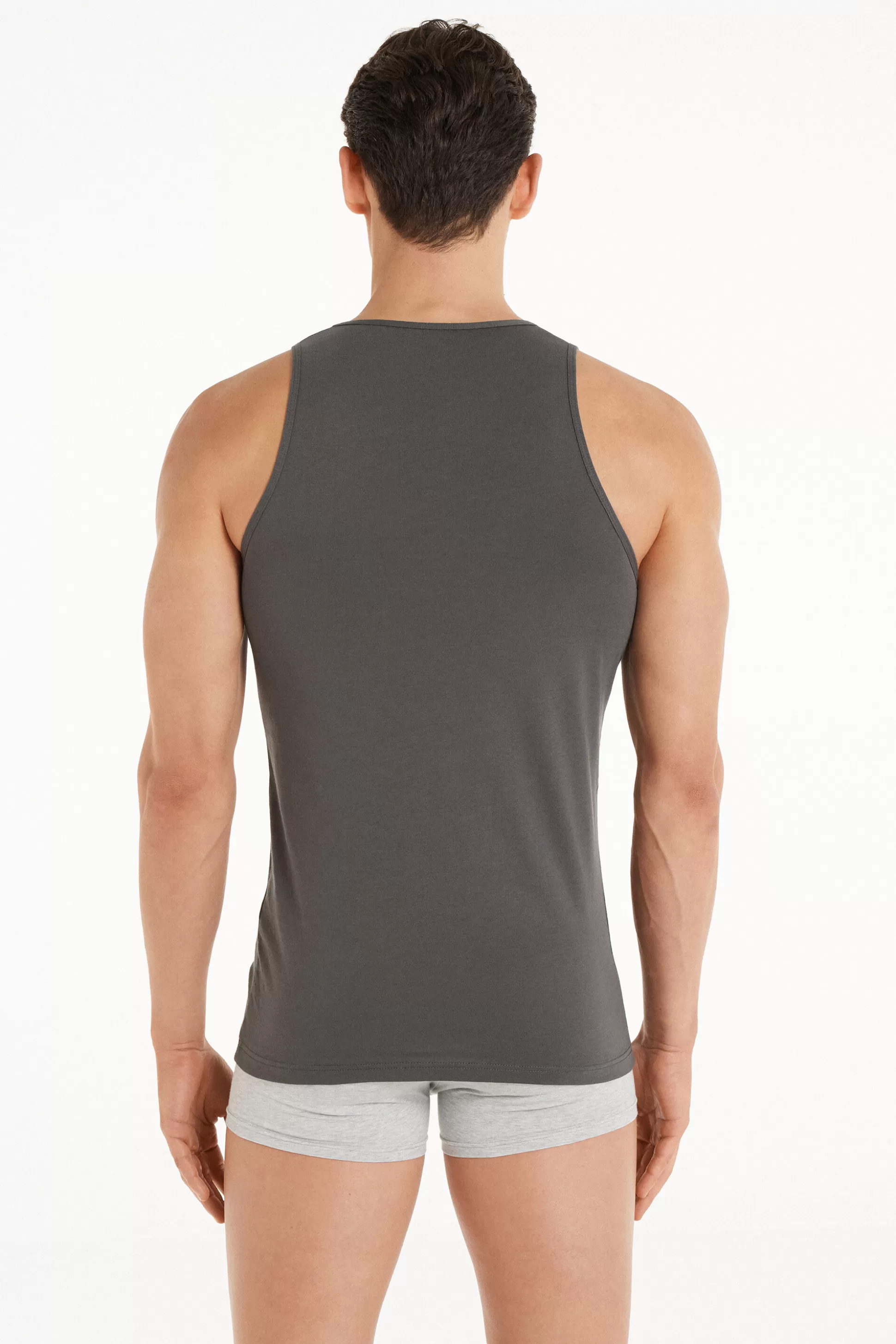 Tezenis Cotton Jersey Undershirt - Tank Top Undershirts - Men | dark grey New