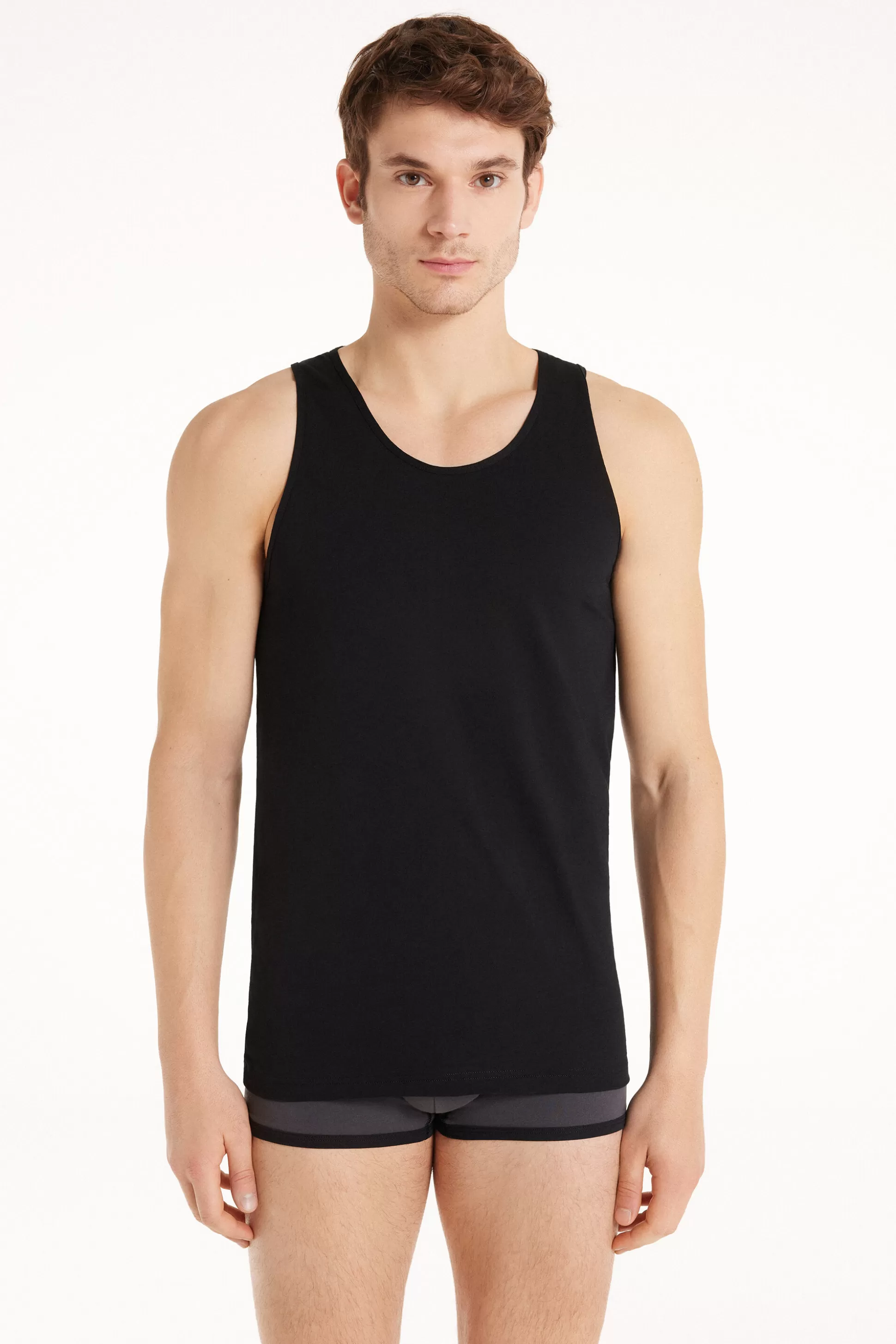 Tezenis Cotton Jersey Undershirt - Tank Top Undershirts - Men | black Outlet