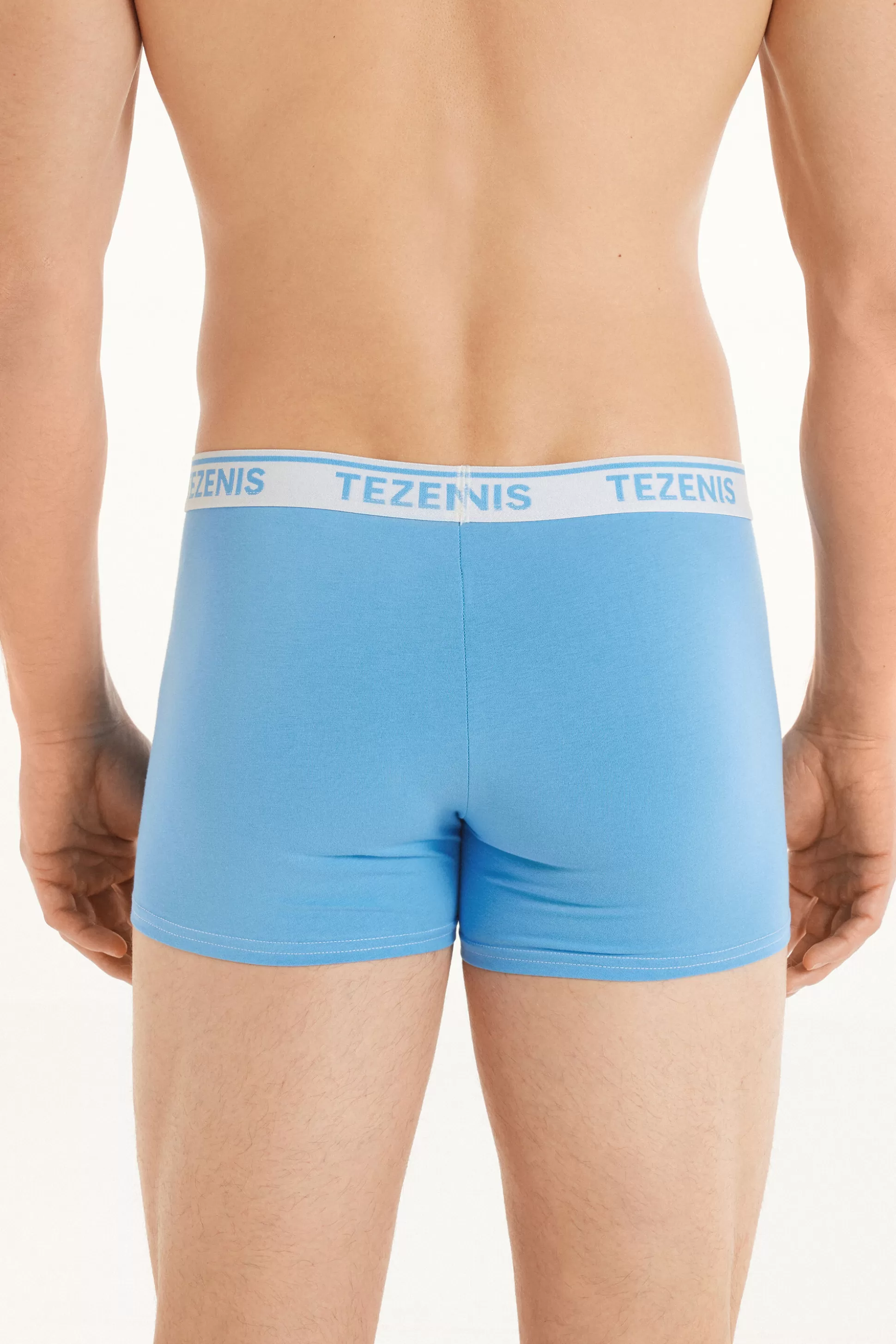 Tezenis Cotton Logo Boxers With Contrasting Trim - Boxers - Men | blue Sale