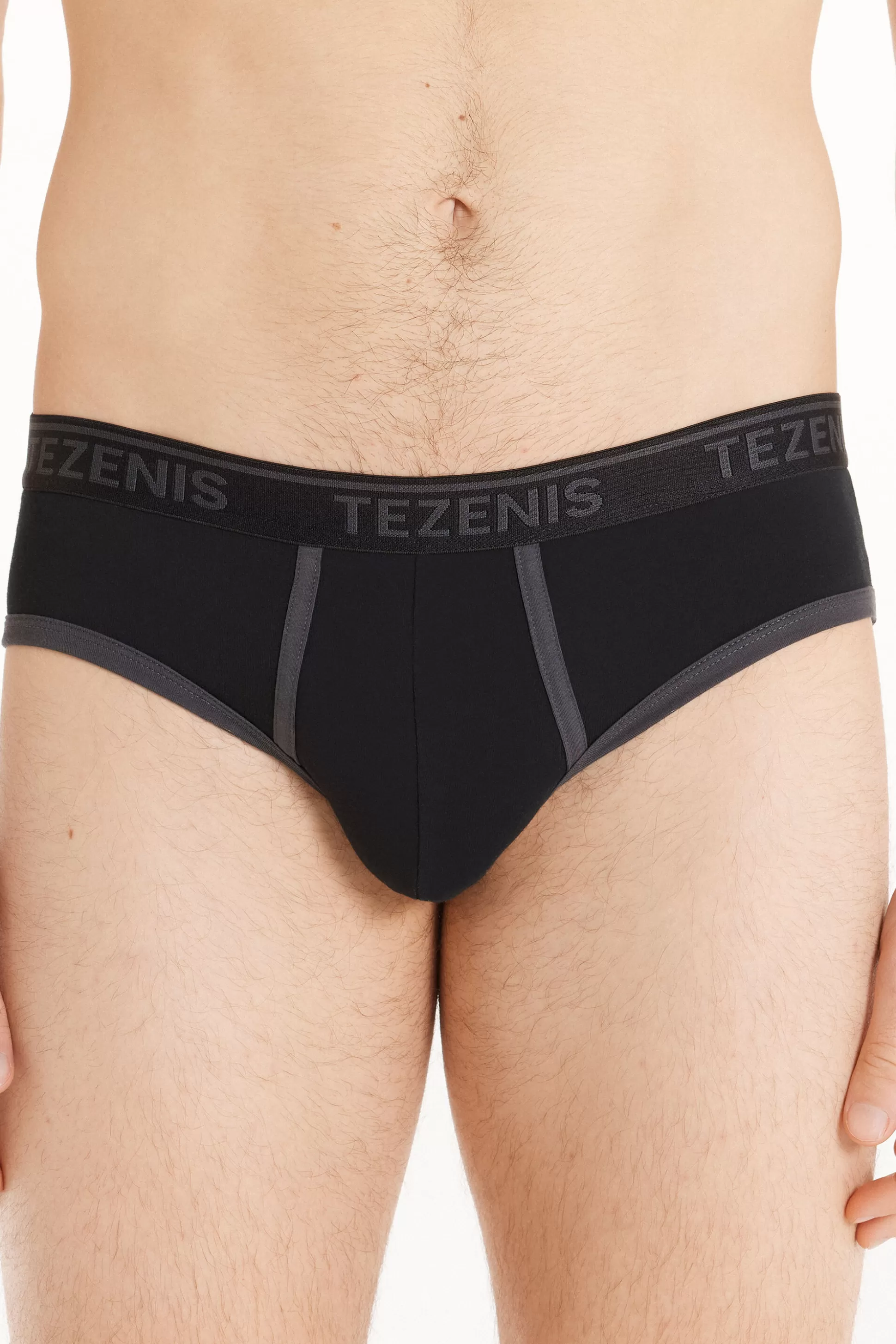 Tezenis Cotton Logo Briefs With Contrasting Edging - Briefs - Men | black Store