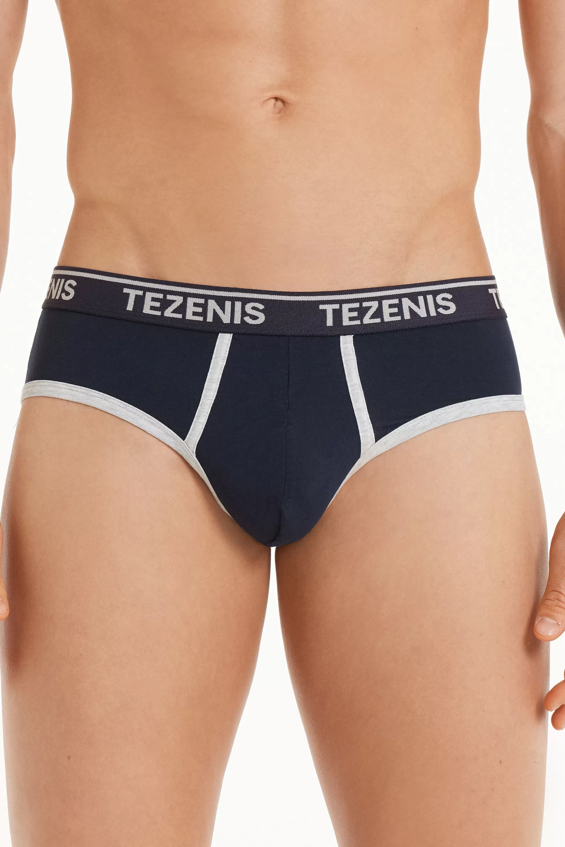 Tezenis Cotton Logo Briefs With Contrasting Edging - Briefs - Men | blue Fashion