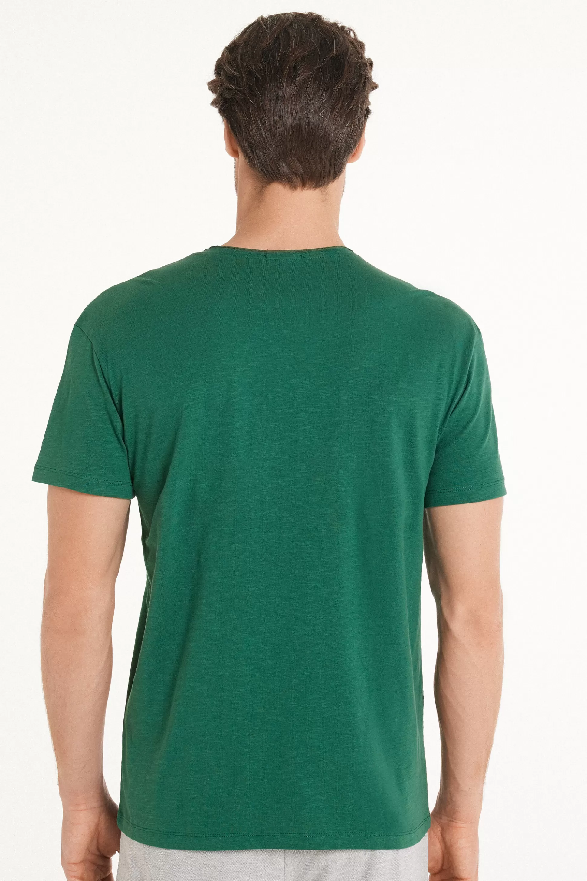 Tezenis Cotton T-Shirt With Breast Pocket - T-Shirts - Men | green Best Sale