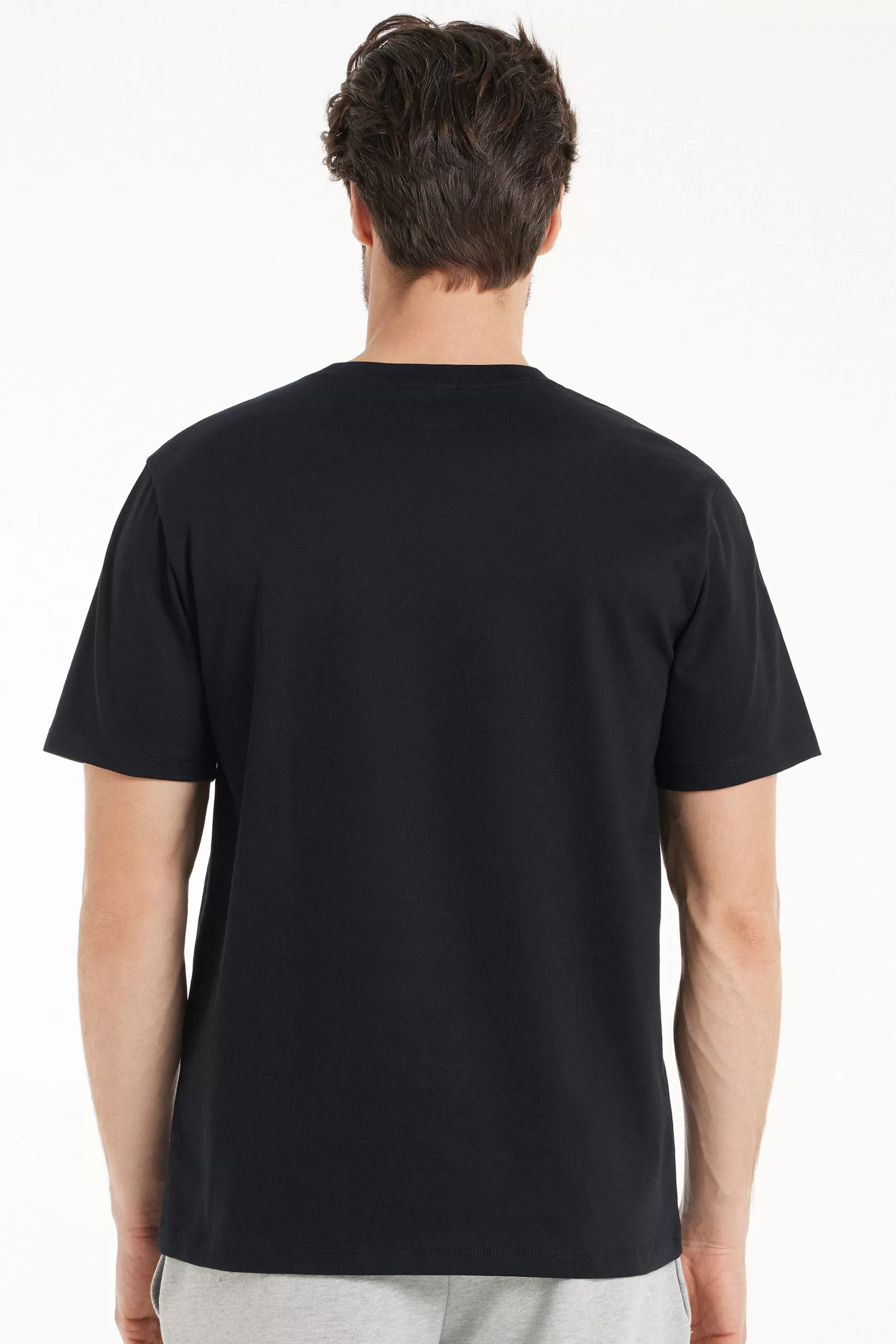 Tezenis Crew-Neck 100$ Cotton T-Shirt - T-Shirts - Men | black Sale