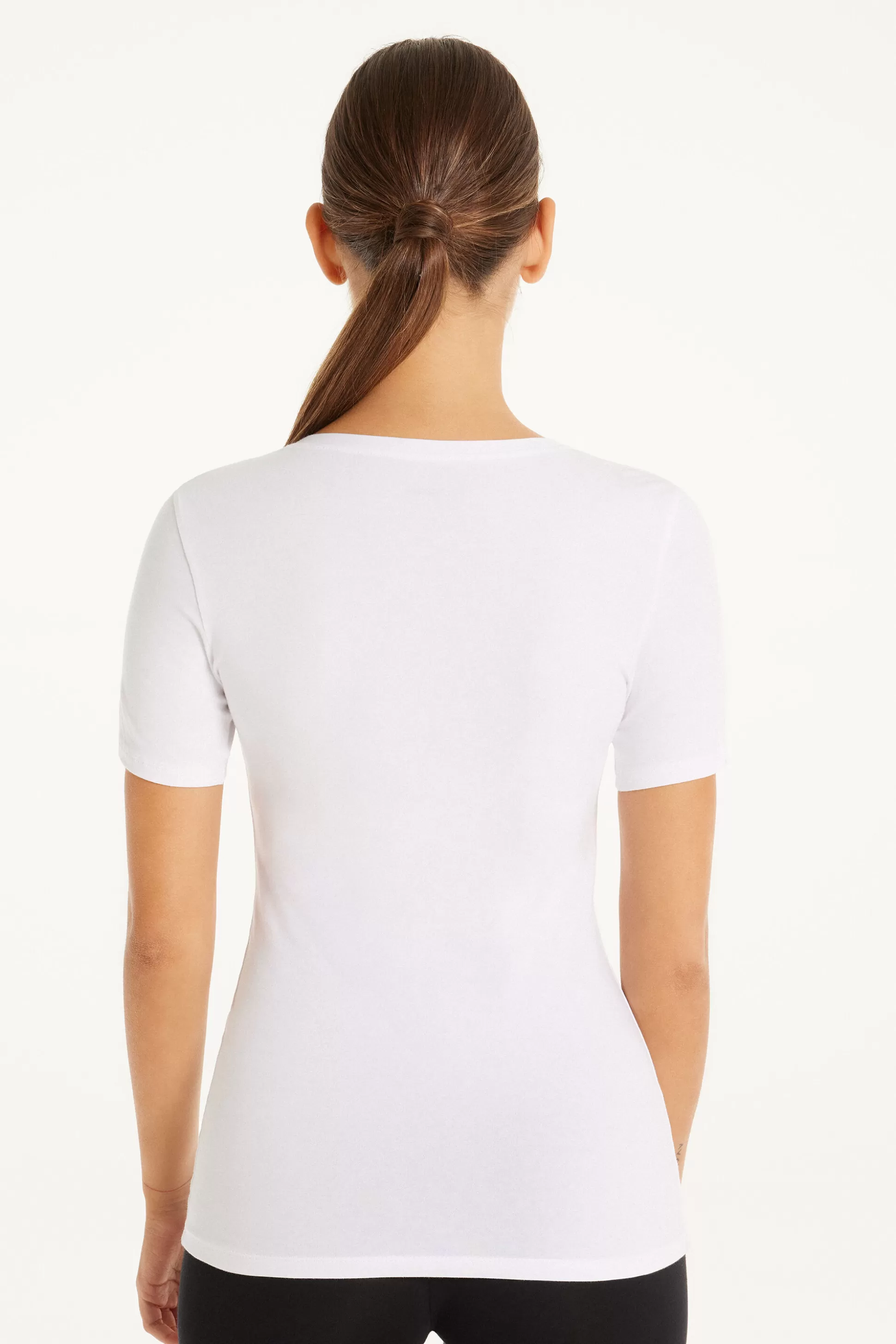 Tezenis Crew-Neck Stretch-Cotton T-Shirt - Short-Sleeved Tops - Women | white Discount