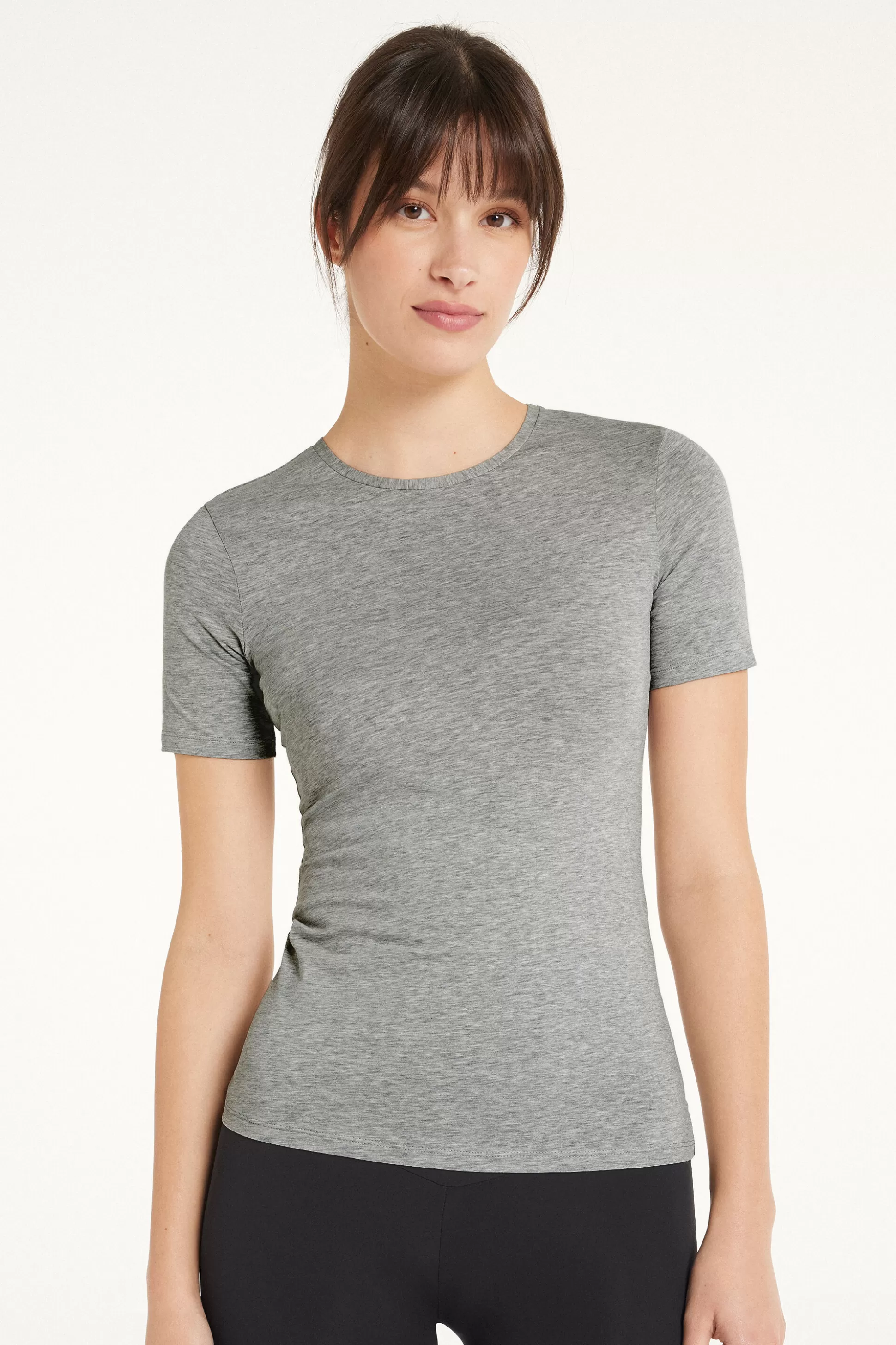 Tezenis Crew-Neck Stretch-Cotton T-Shirt - Short-Sleeved Tops - Women | grey Best