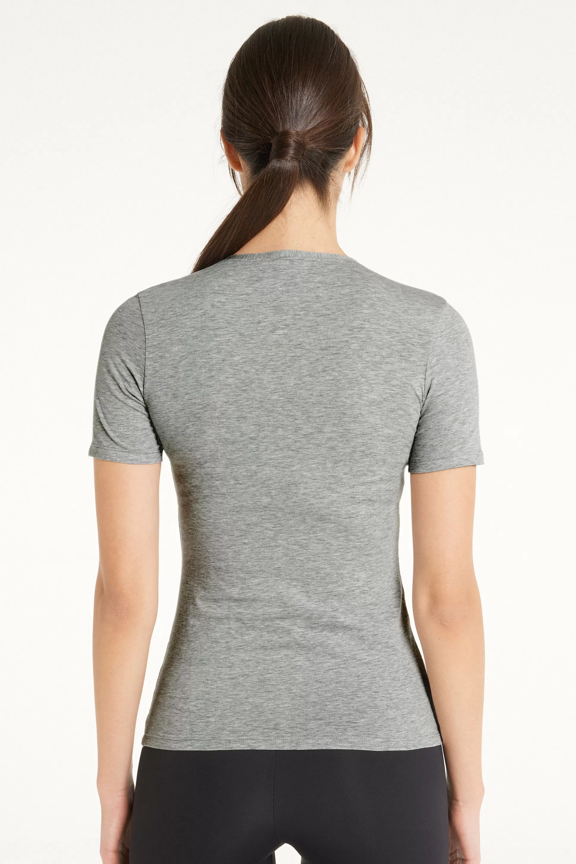 Tezenis Crew-Neck Stretch-Cotton T-Shirt - Short-Sleeved Tops - Women | grey Best