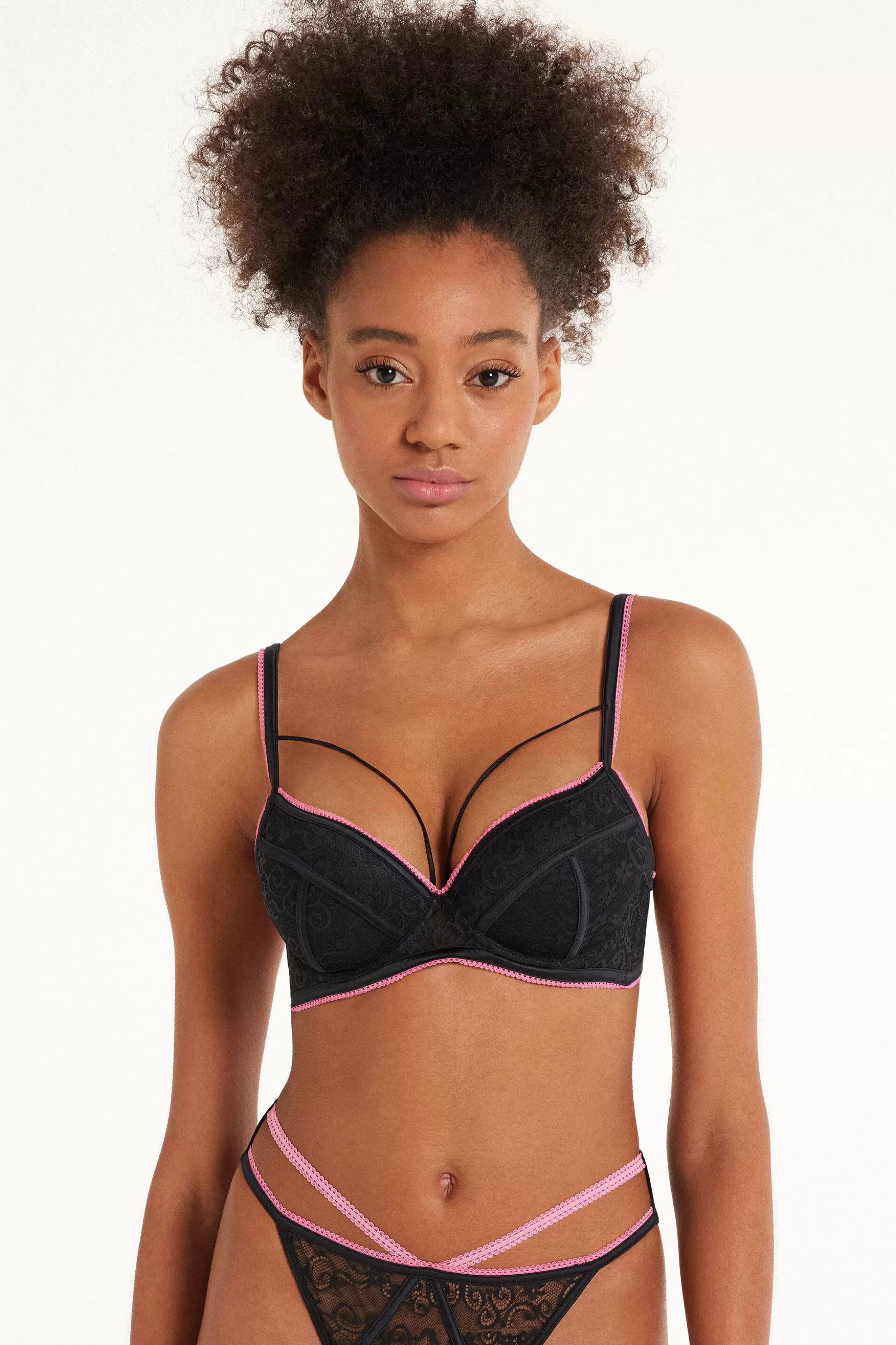 Tezenis Dark Rose Lace Berlin Balconette Bra - Push-up - Women | black Sale