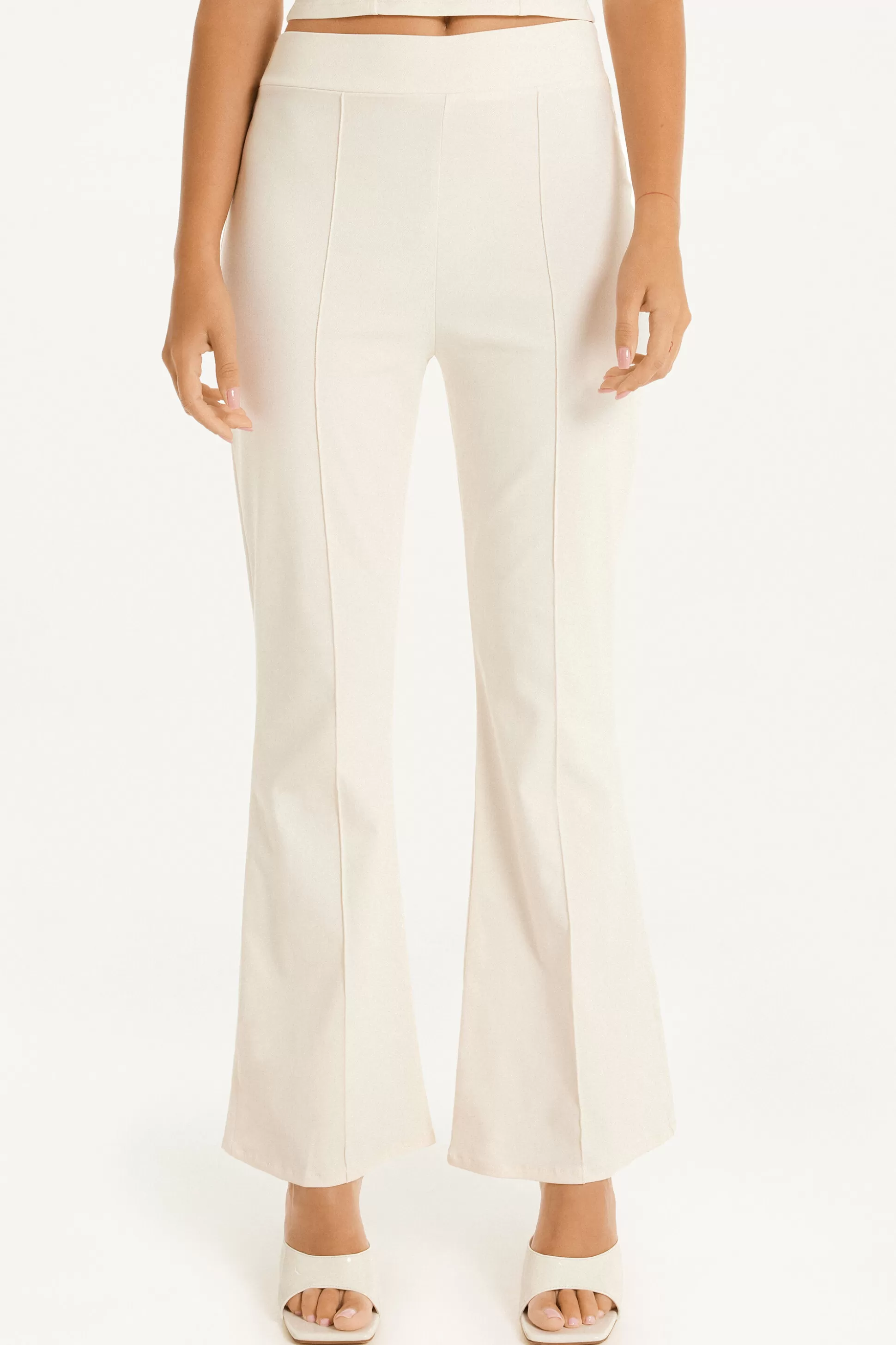 Tezenis Flare-Cut Stretch Fabric Capri Pants - Pants - Women | white Cheap