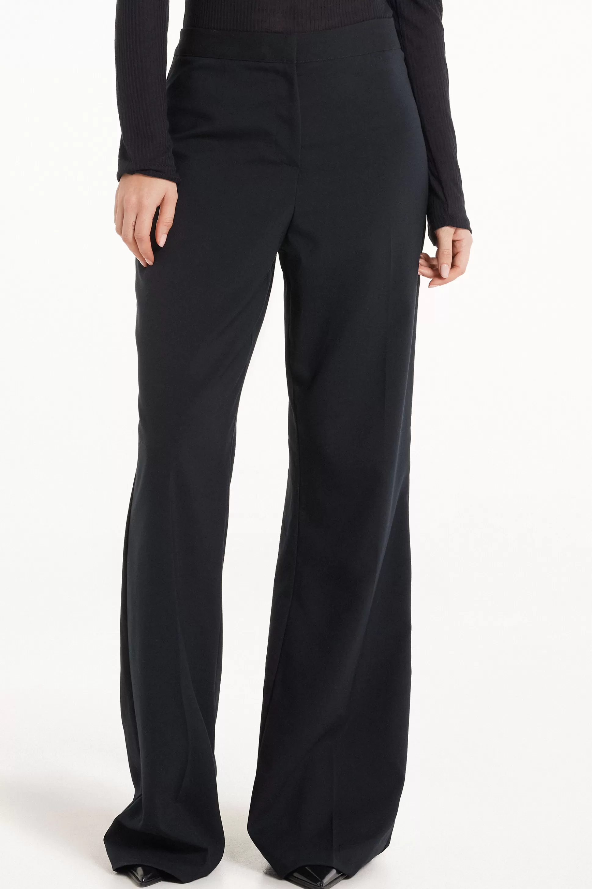 Tezenis Flared Canvas Pants - Pants - Women | black New