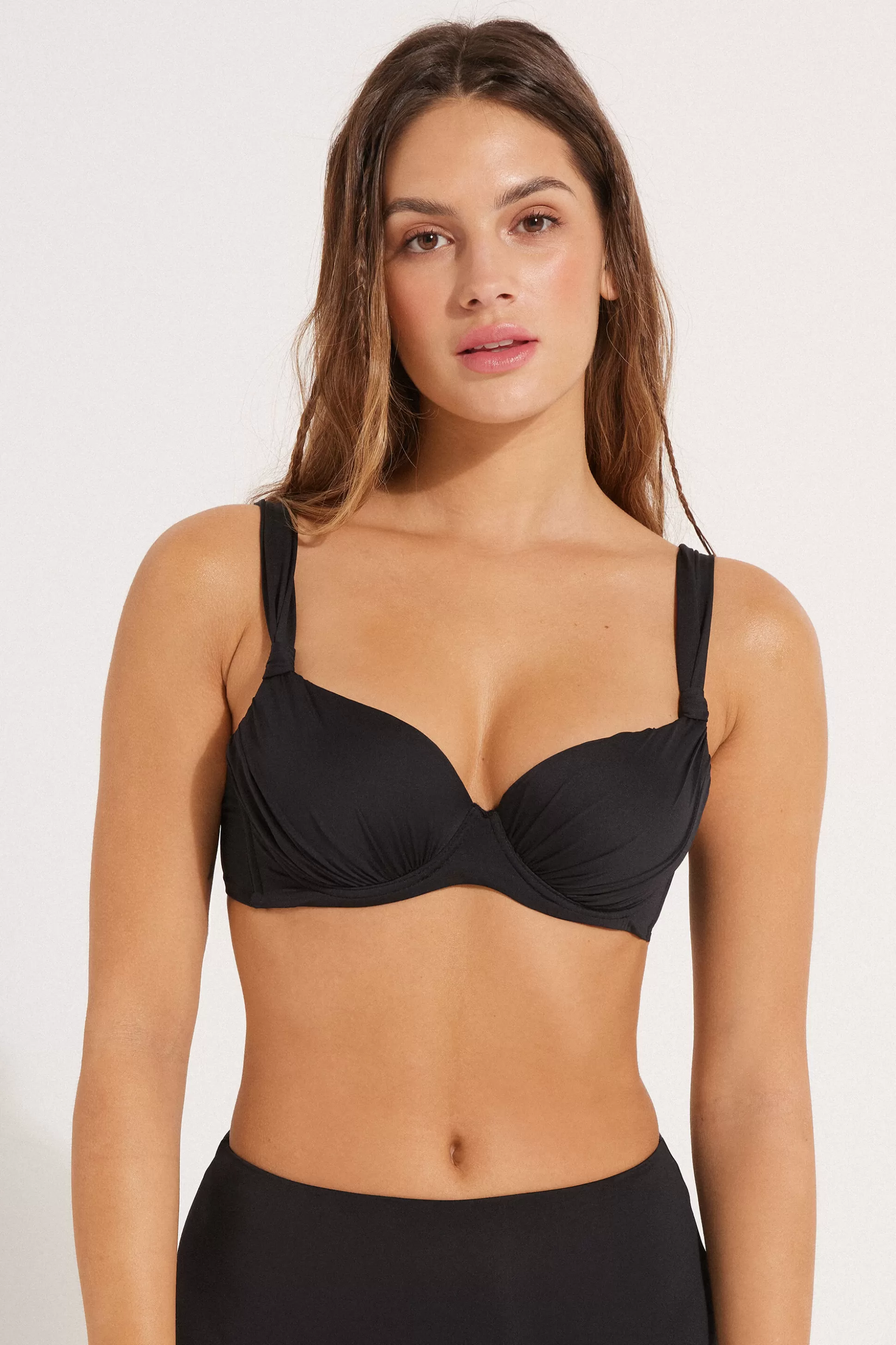 Tezenis Gathered Recycled Padded Balconette Bikini Top - Balconette - Women | black Store