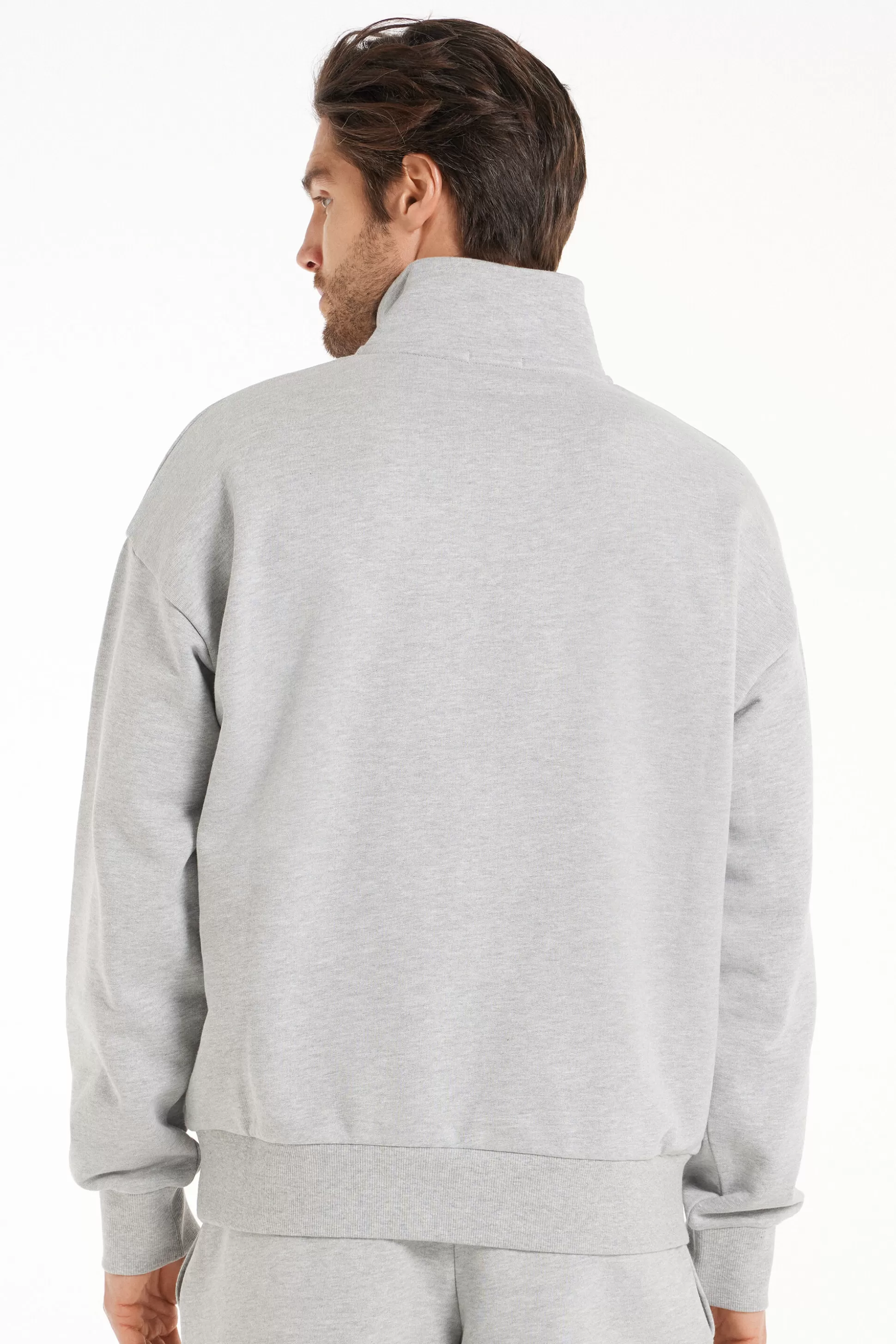 Tezenis Heavy Long-Sleeved Printed Zip-Up Sweatshirt - Sweatshirts - Men | grey Store