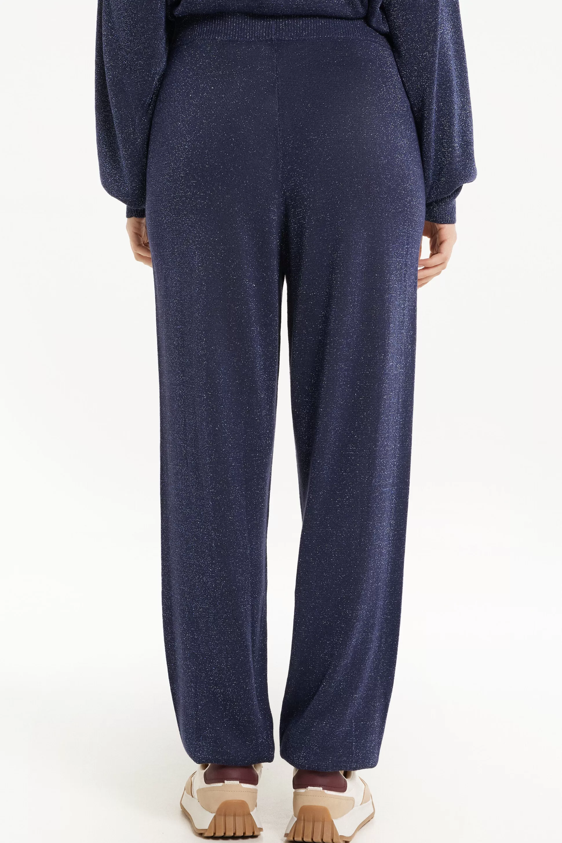 Tezenis High Waist Coated Fabric Cuffed Joggers - Tracksuits - Women | blue New