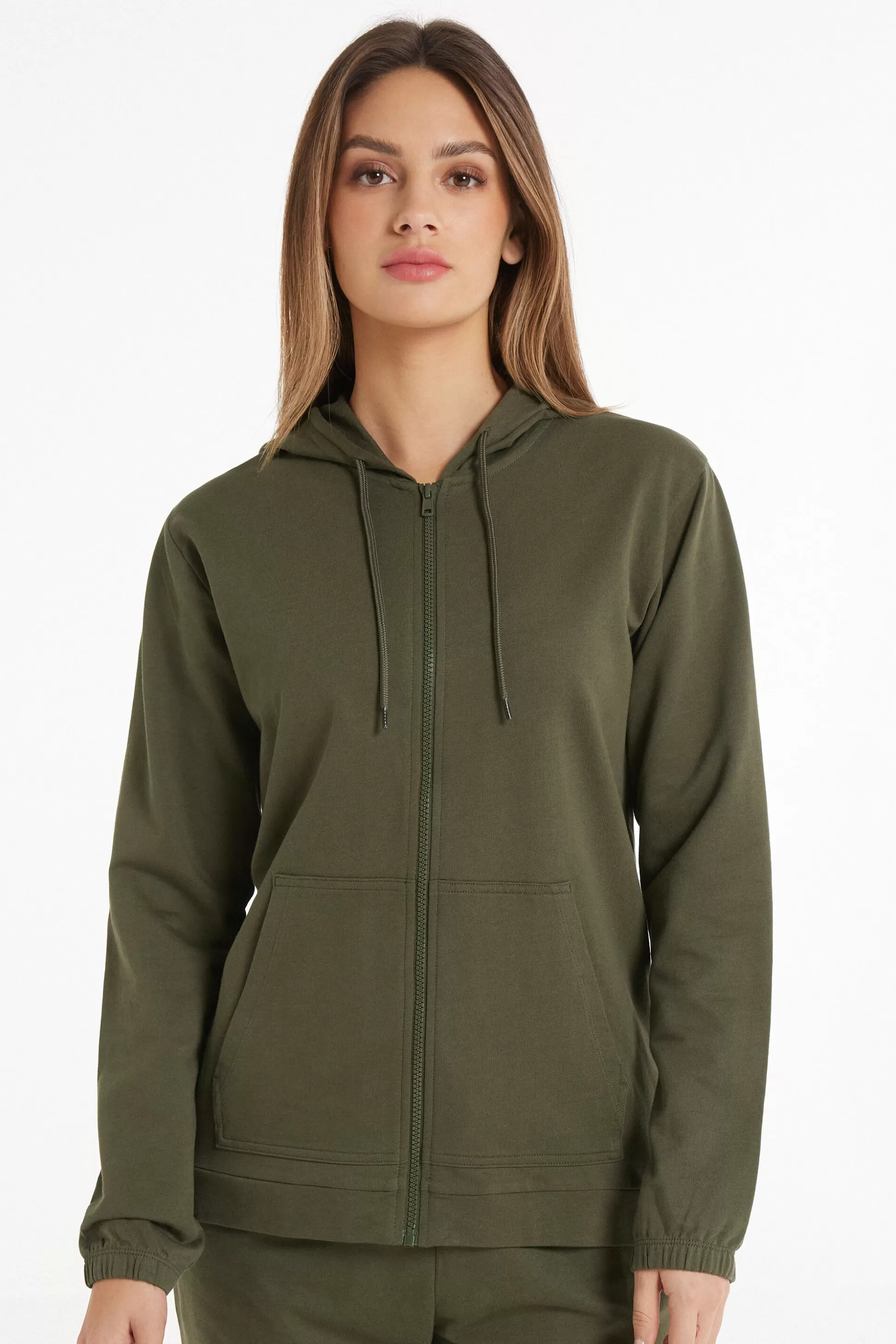 Tezenis Hoodie Sweatshirt With Zipper And Drawstring - Tracksuits - Women | green Cheap