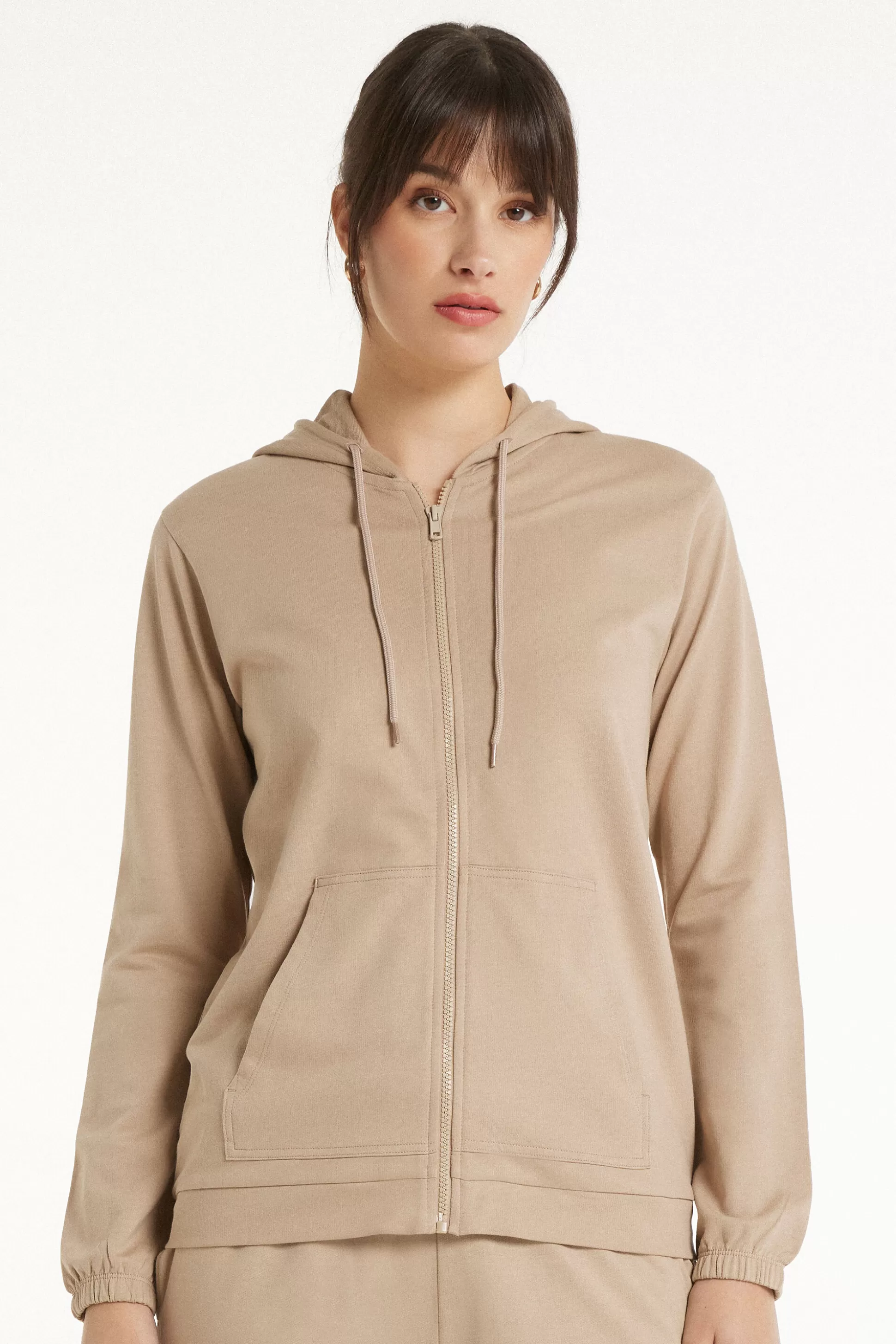 Tezenis Hoodie Sweatshirt With Zipper And Drawstring - Tracksuits - Women | nude Flash Sale