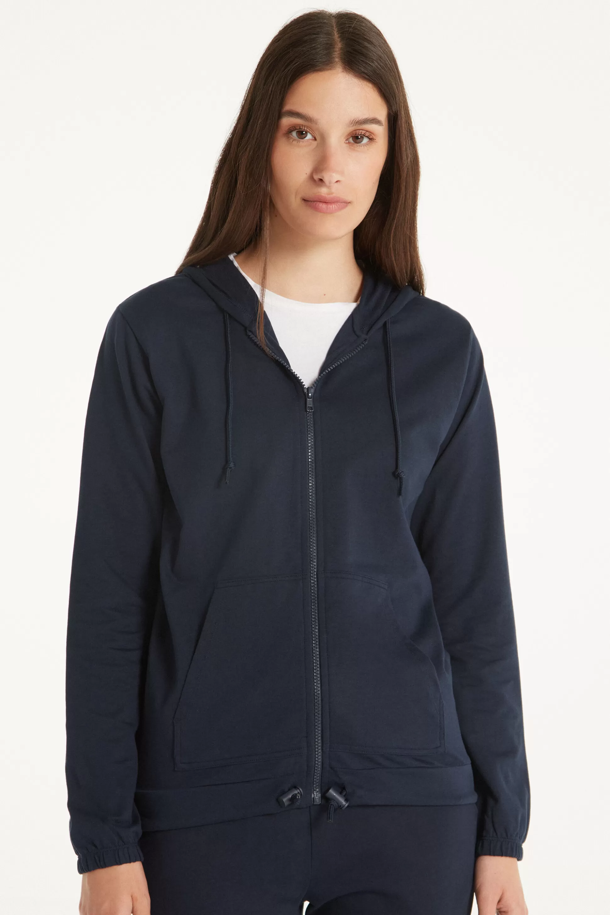 Tezenis Hoodie Sweatshirt With Zipper And Drawstring - Tracksuits - Women | blue Cheap