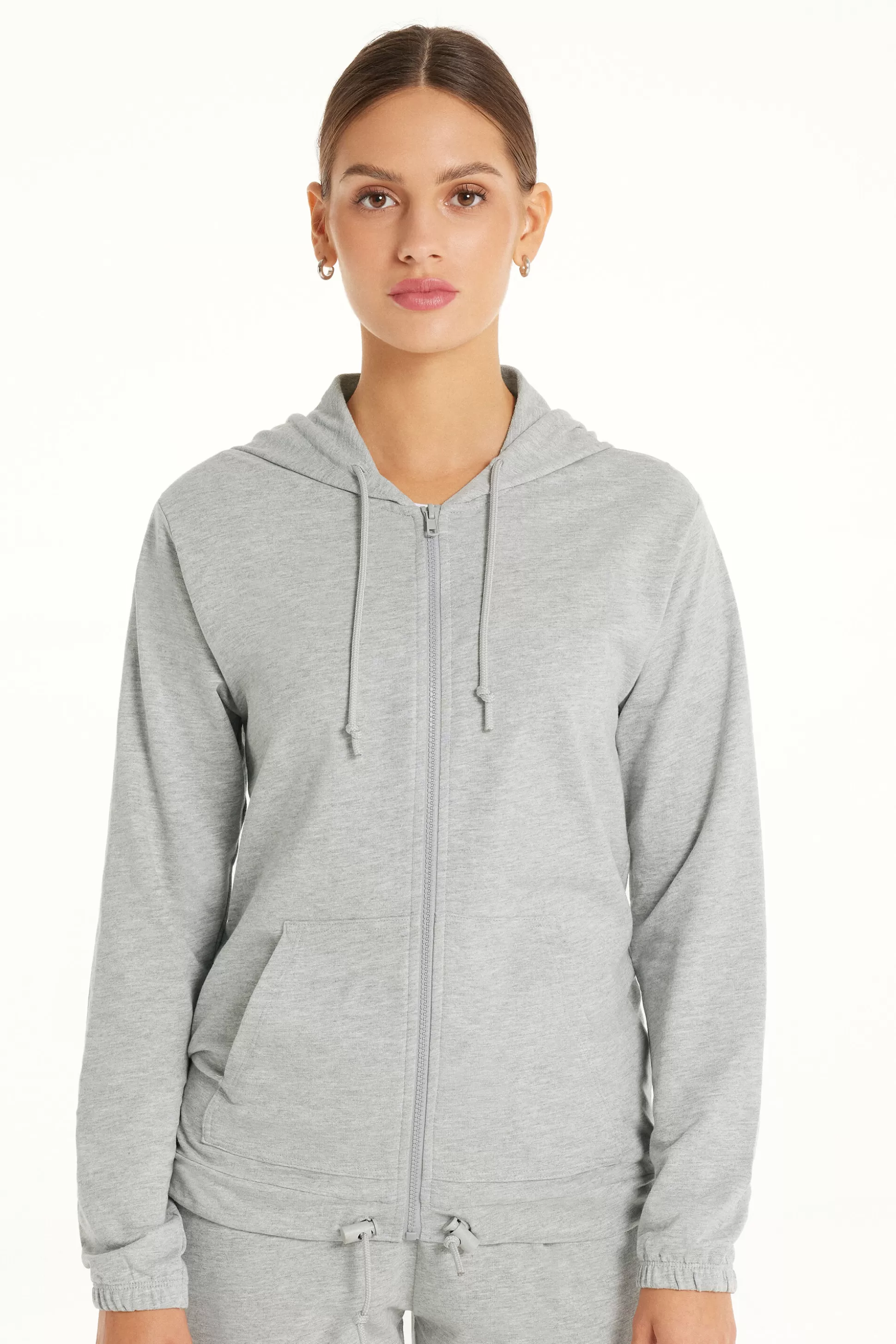 Tezenis Hoodie Sweatshirt With Zipper And Drawstring - Tracksuits - Women | grey Shop