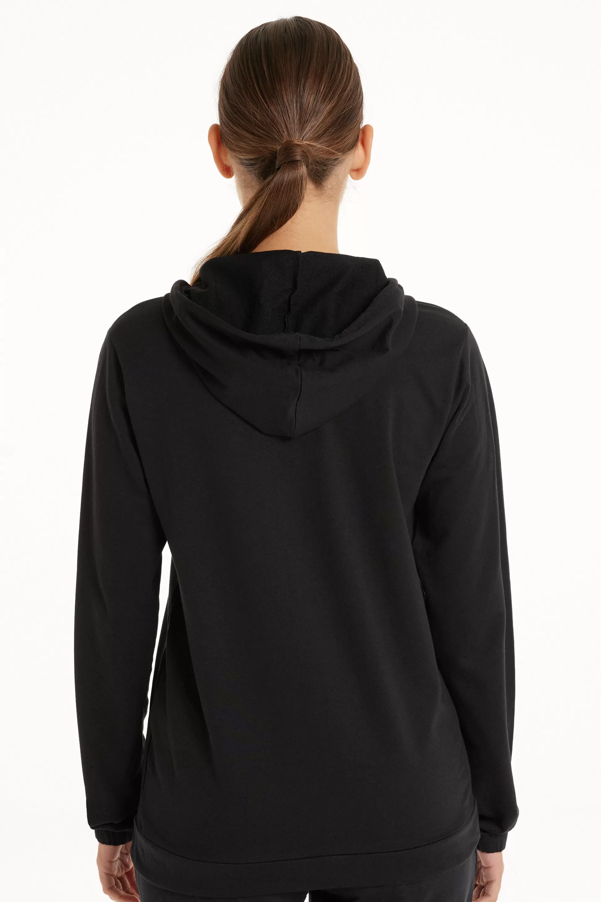 Tezenis Hoodie Sweatshirt With Zipper And Drawstring - Tracksuits - Women | black New