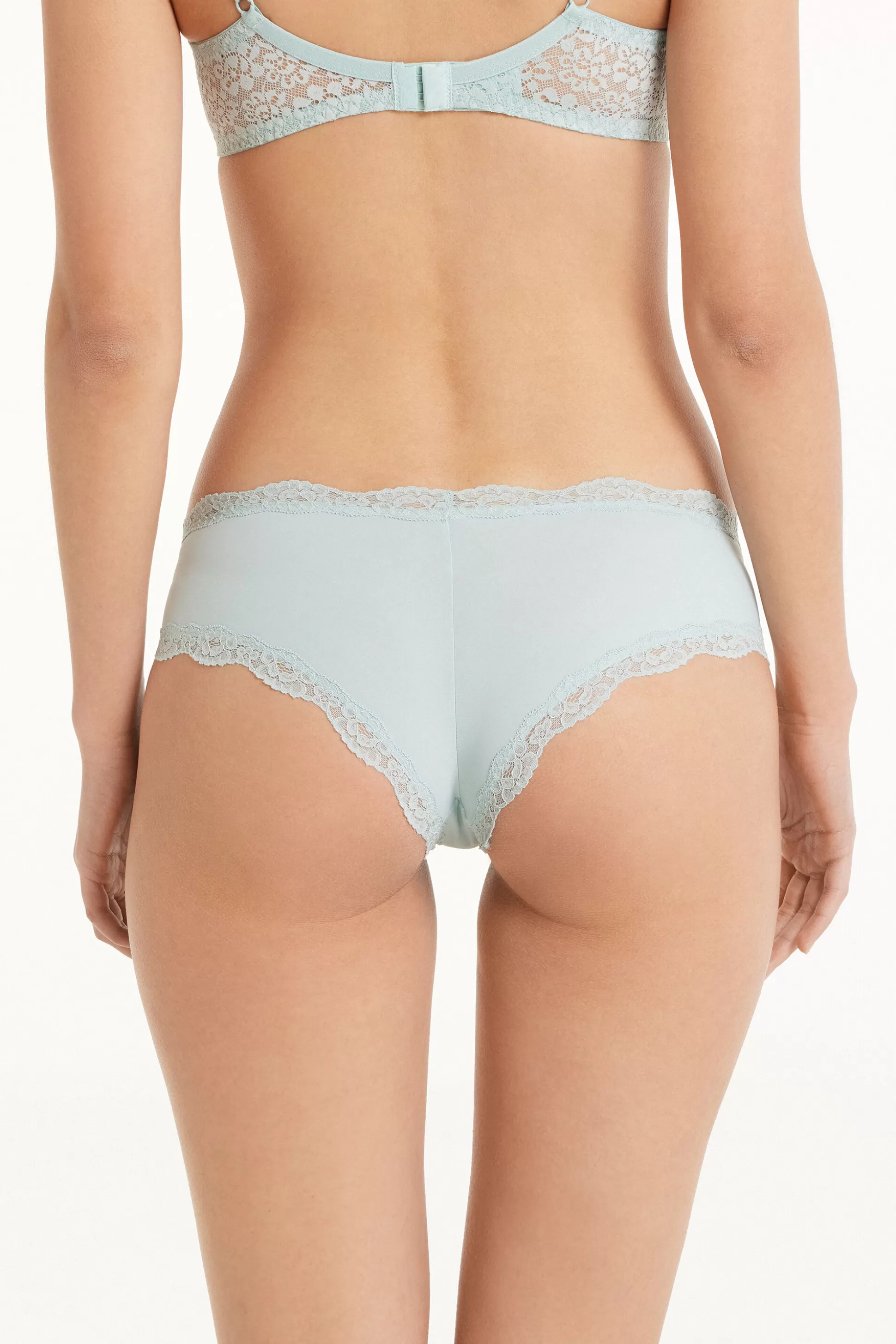 Tezenis Lace And Microfiber Cheeky Hipster - French Cut - Women | green Best