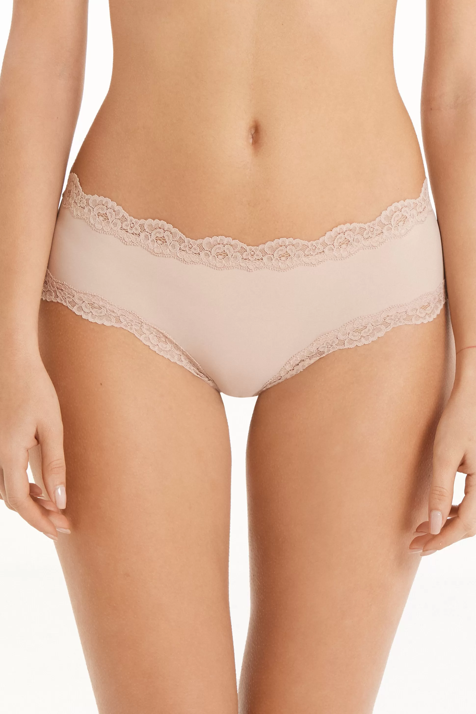 Tezenis Lace And Microfiber Cheeky Hipster - French Cut - Women | nude Outlet