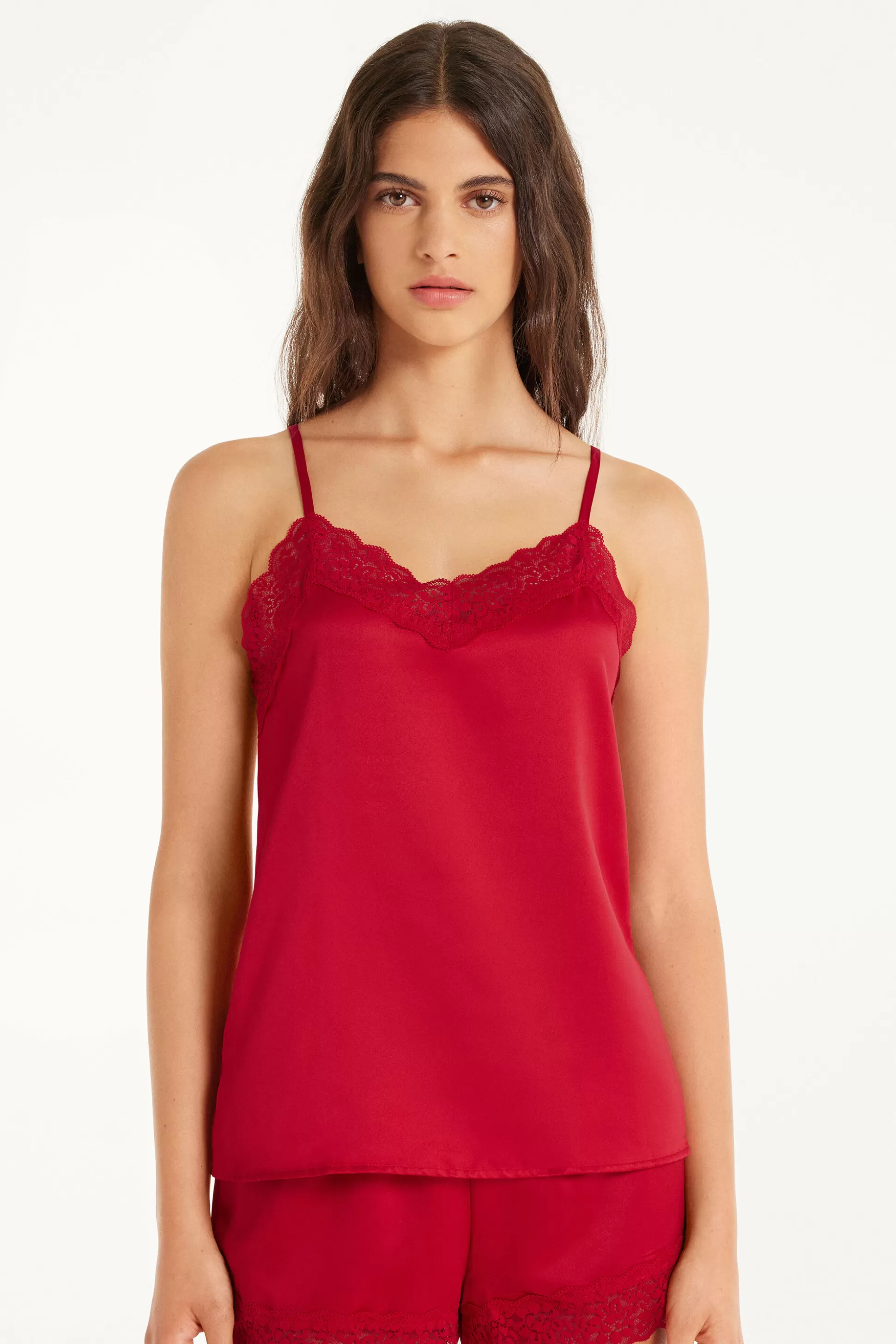 Tezenis Lace And Satin Tank Top - Pajama Sets - Women | red Discount