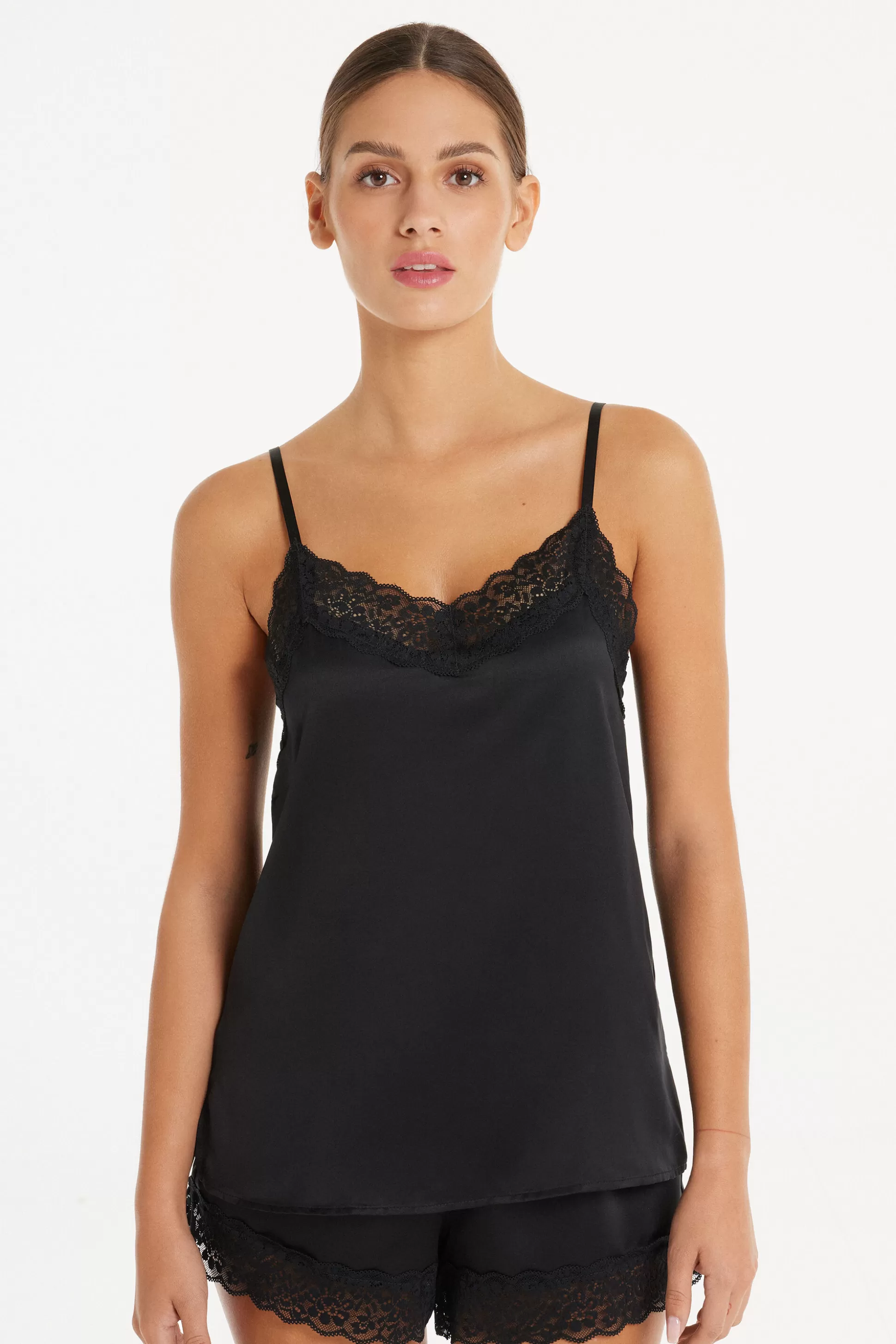 Tezenis Lace And Satin Tank Top - Pajama Sets - Women | black Best