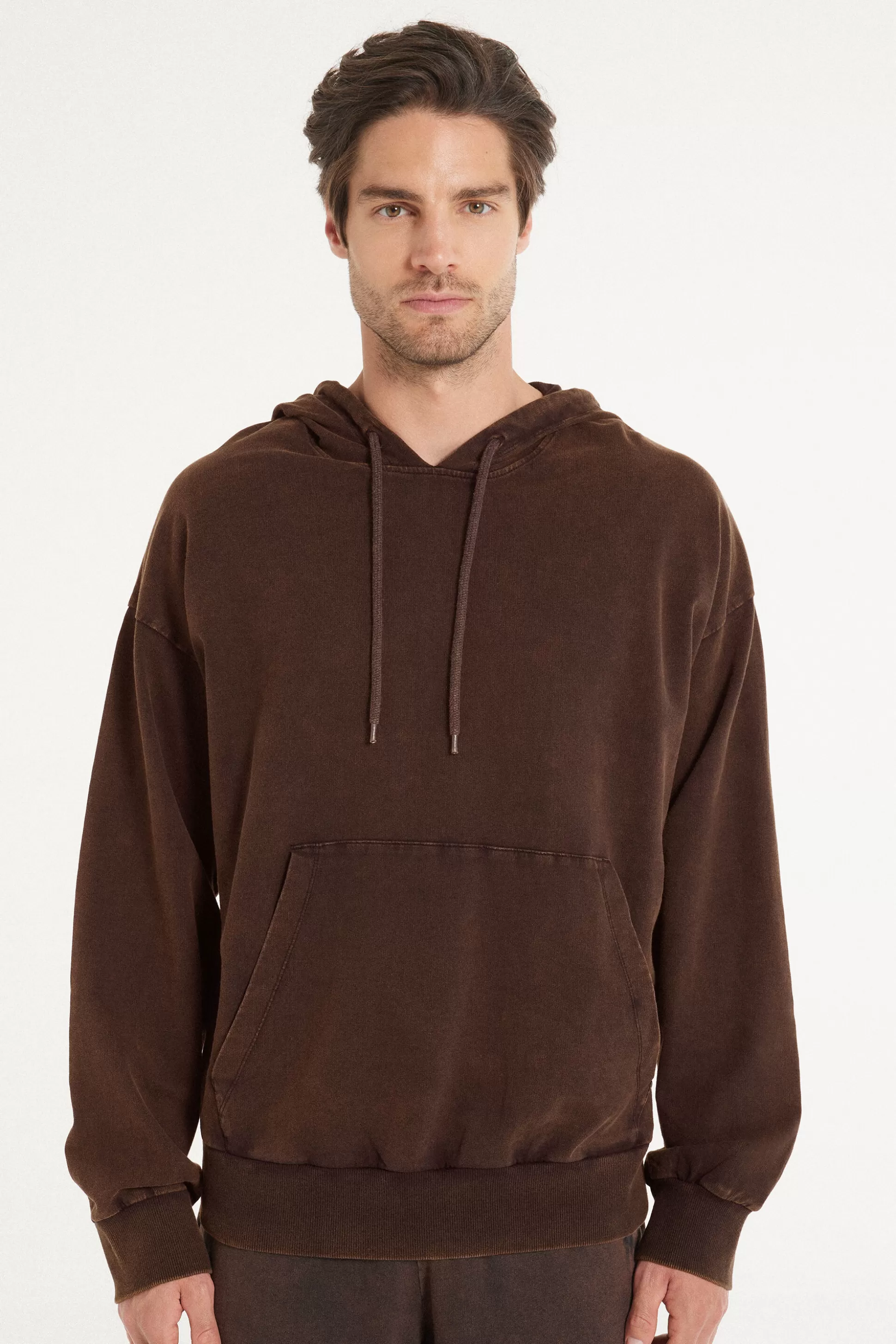 Tezenis Long Sleeve Washed Hoodie - Sweatshirts - Men | brown Best Sale