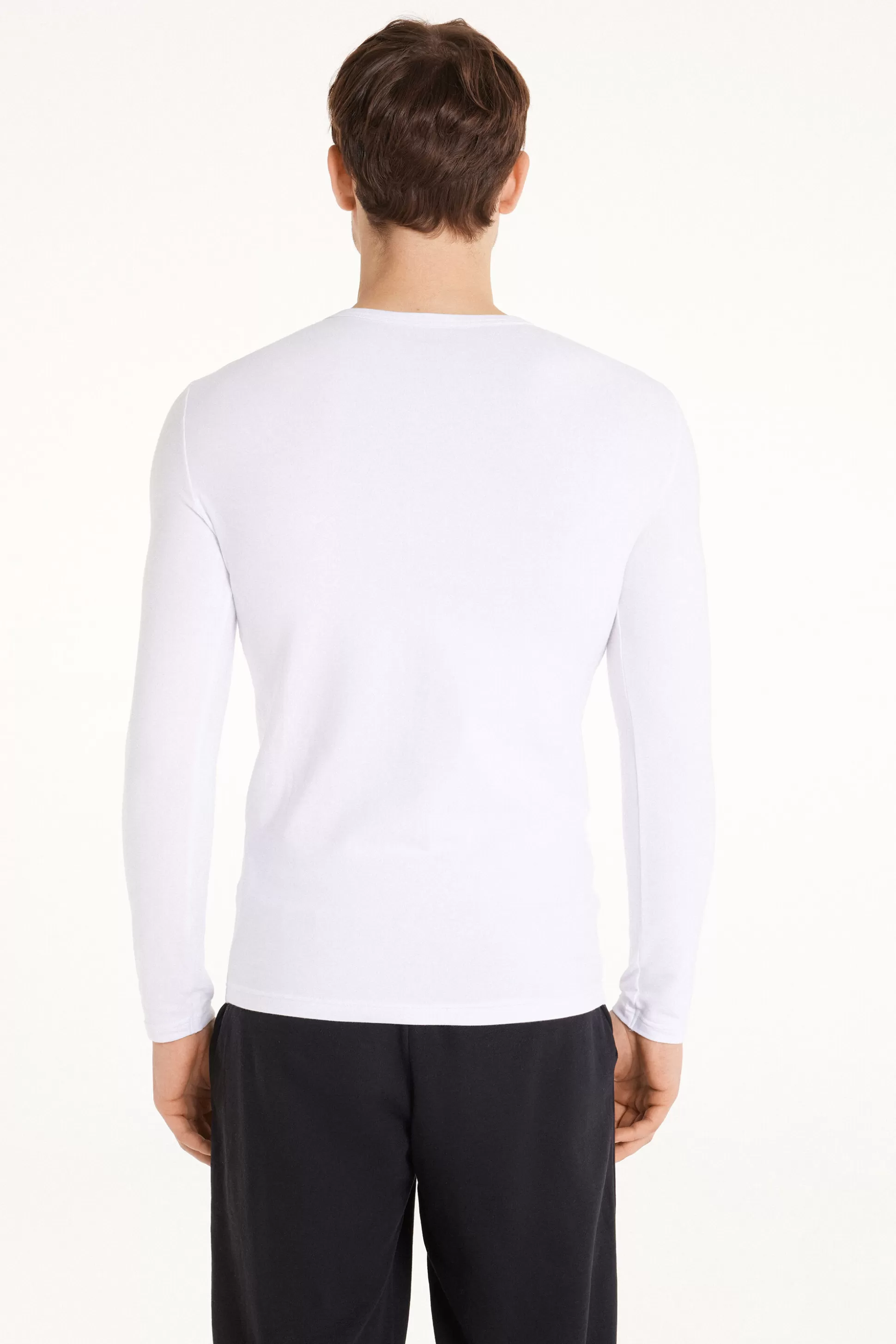 Tezenis Long-Sleeve Round-Neck Thermal Cotton Top - Long-Sleeved Tops - Men | white Cheap