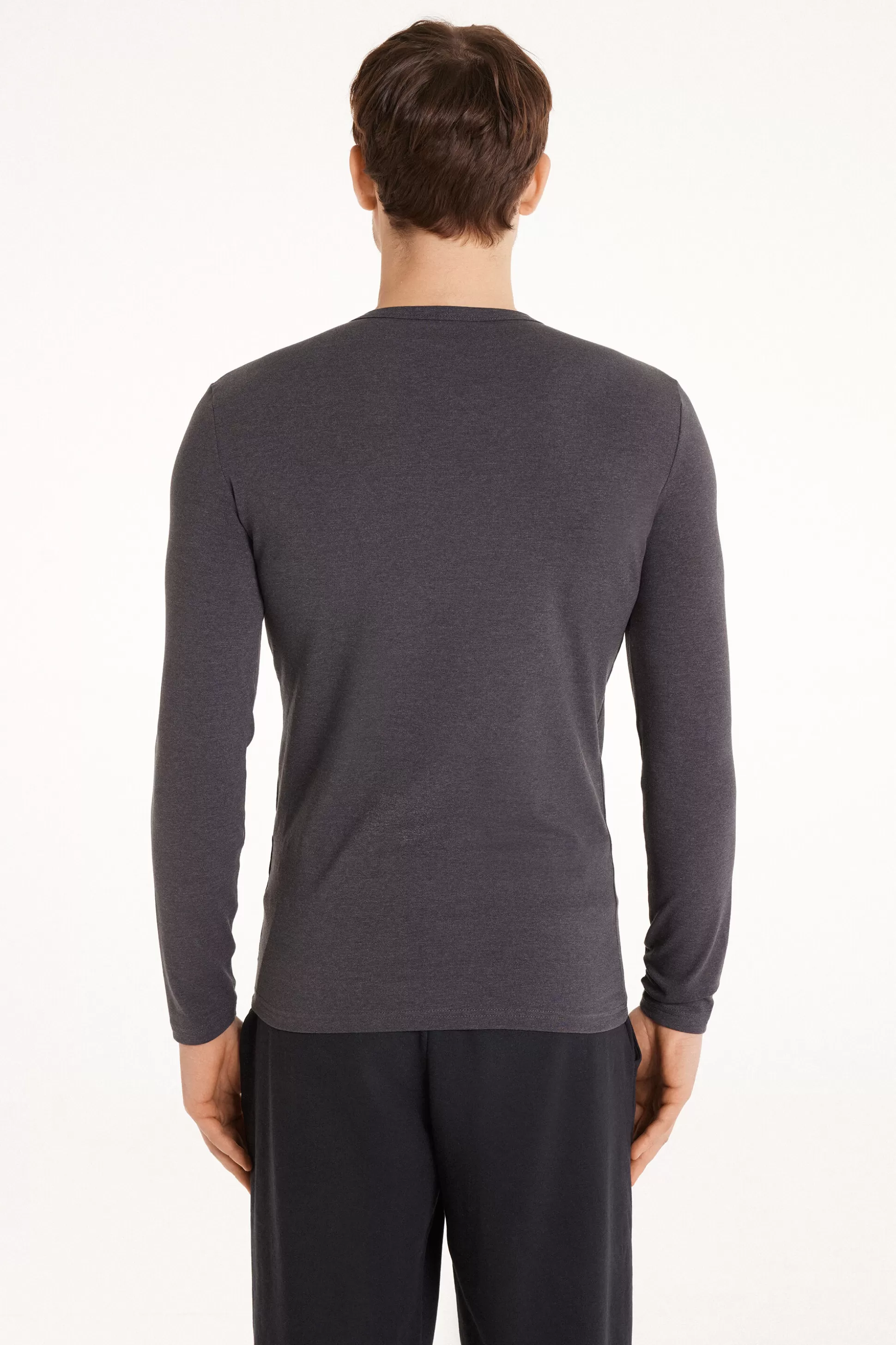 Tezenis Long-Sleeve Round-Neck Thermal Cotton Top - Long-Sleeved Tops - Men | grey Cheap