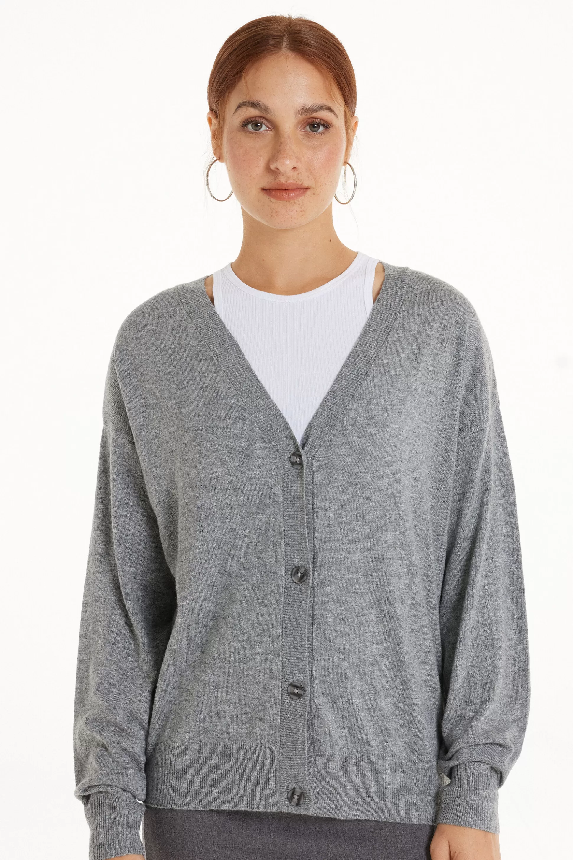 Tezenis Long-Sleeved Button-Down Wool Cardigan - Cardigans And Sweaters - Women | grey Best