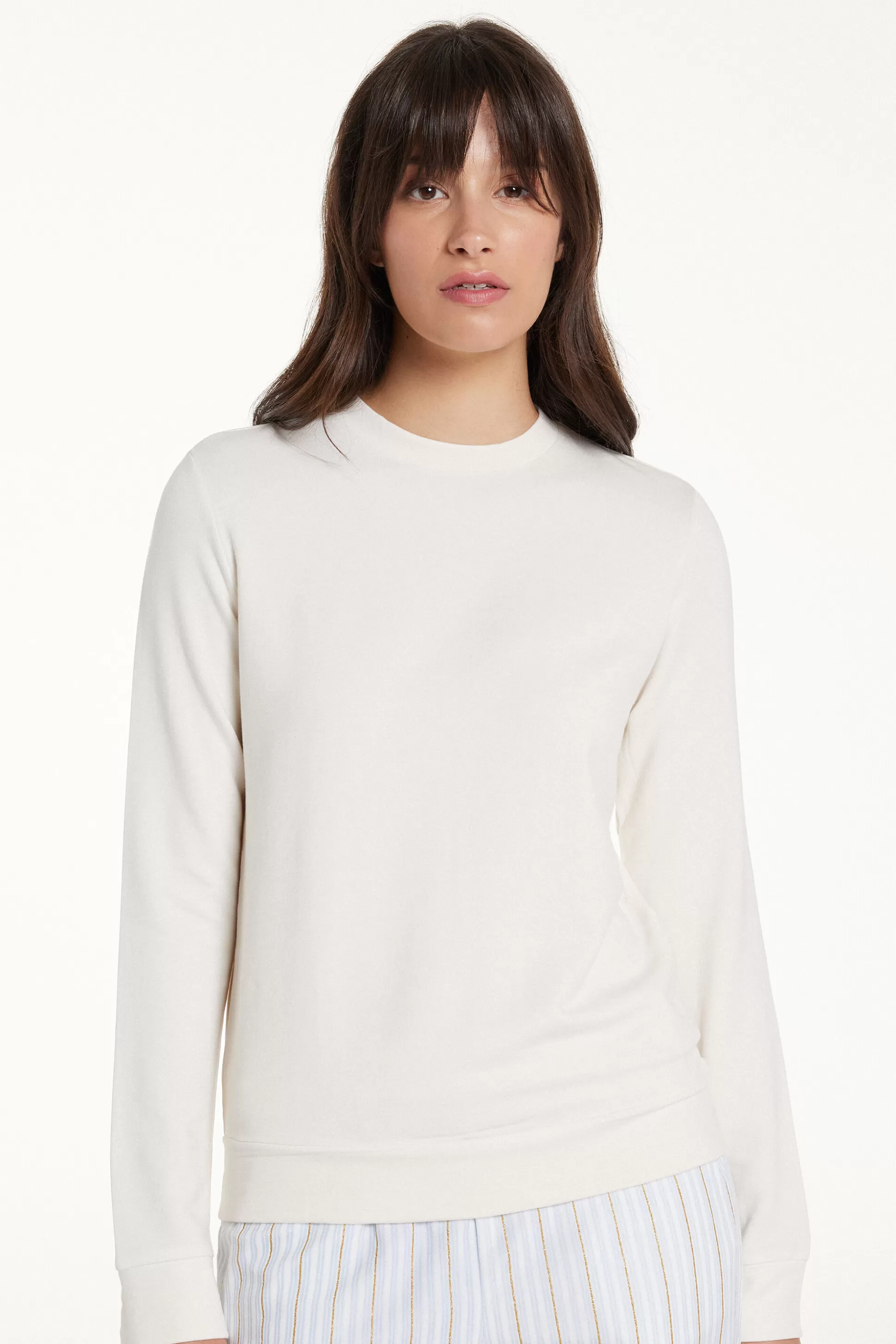 Tezenis Long-Sleeved Fleece-Lined Top - Pajama Sets - Women | white Store