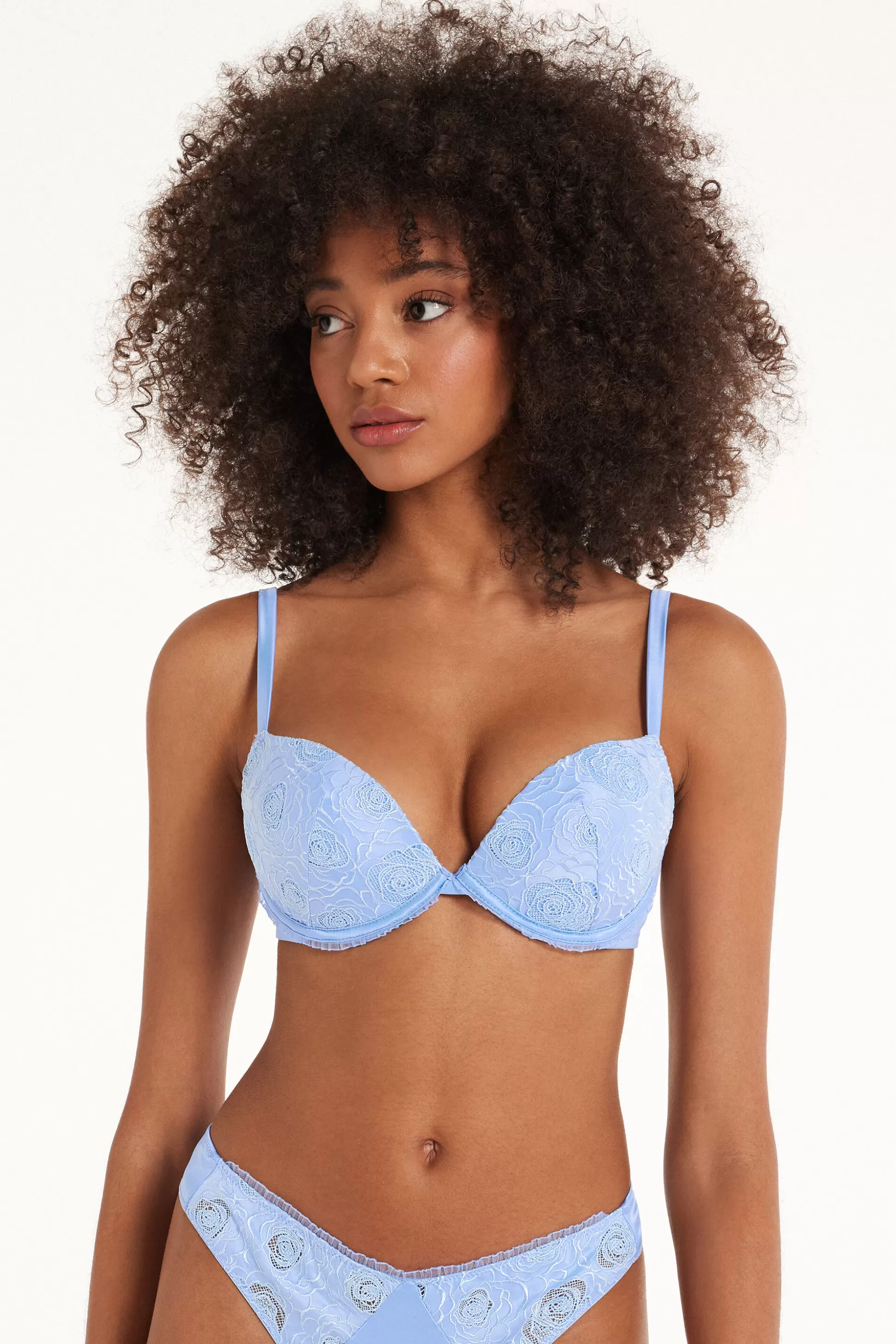 Tezenis Moscow Roses Satin Push-Up Bra - Push-up - Women | light blue Flash Sale