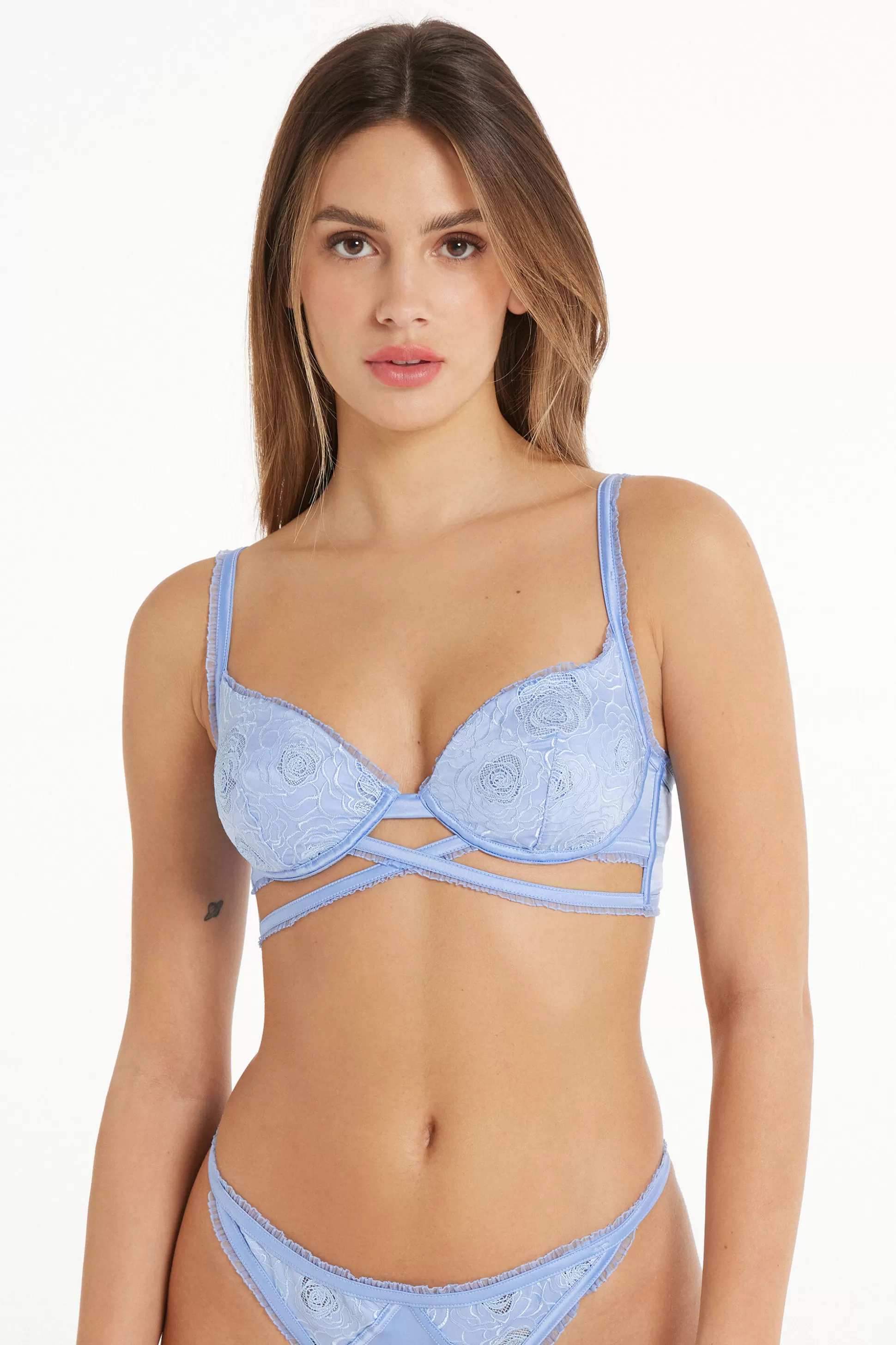 Tezenis Paris Eternal Roses Satin Balconette Bra - Balconette - Women | light blue Hot