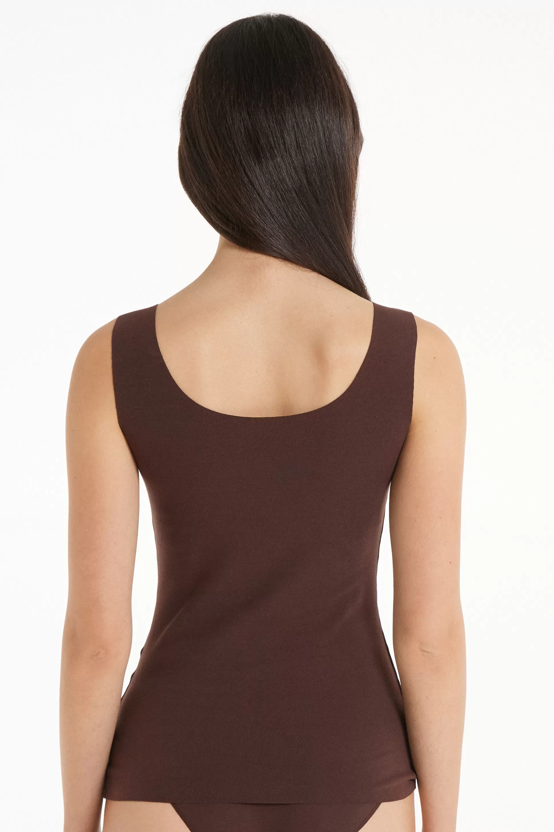 Tezenis Raw-Cut Cotton Camisole - Tank Tops - Women | brown New