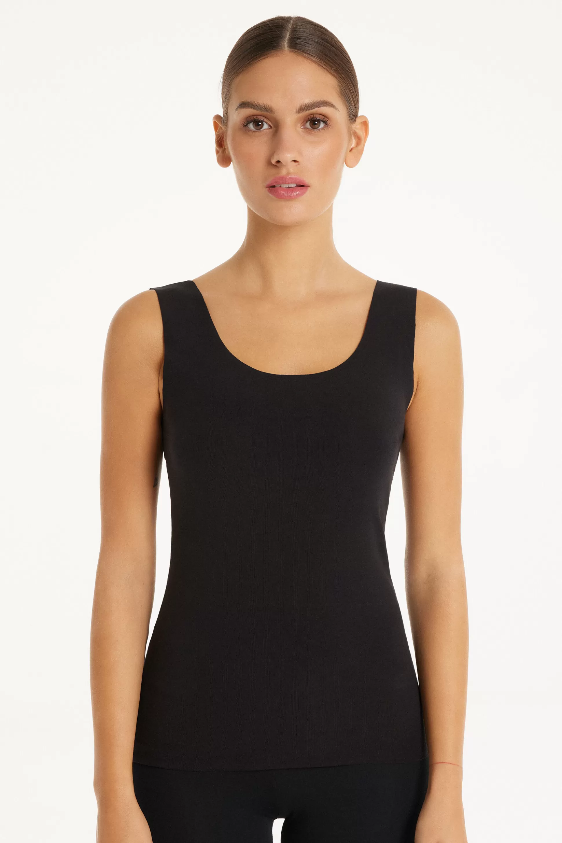 Tezenis Raw-Cut Cotton Camisole - Tank Tops - Women | black Outlet