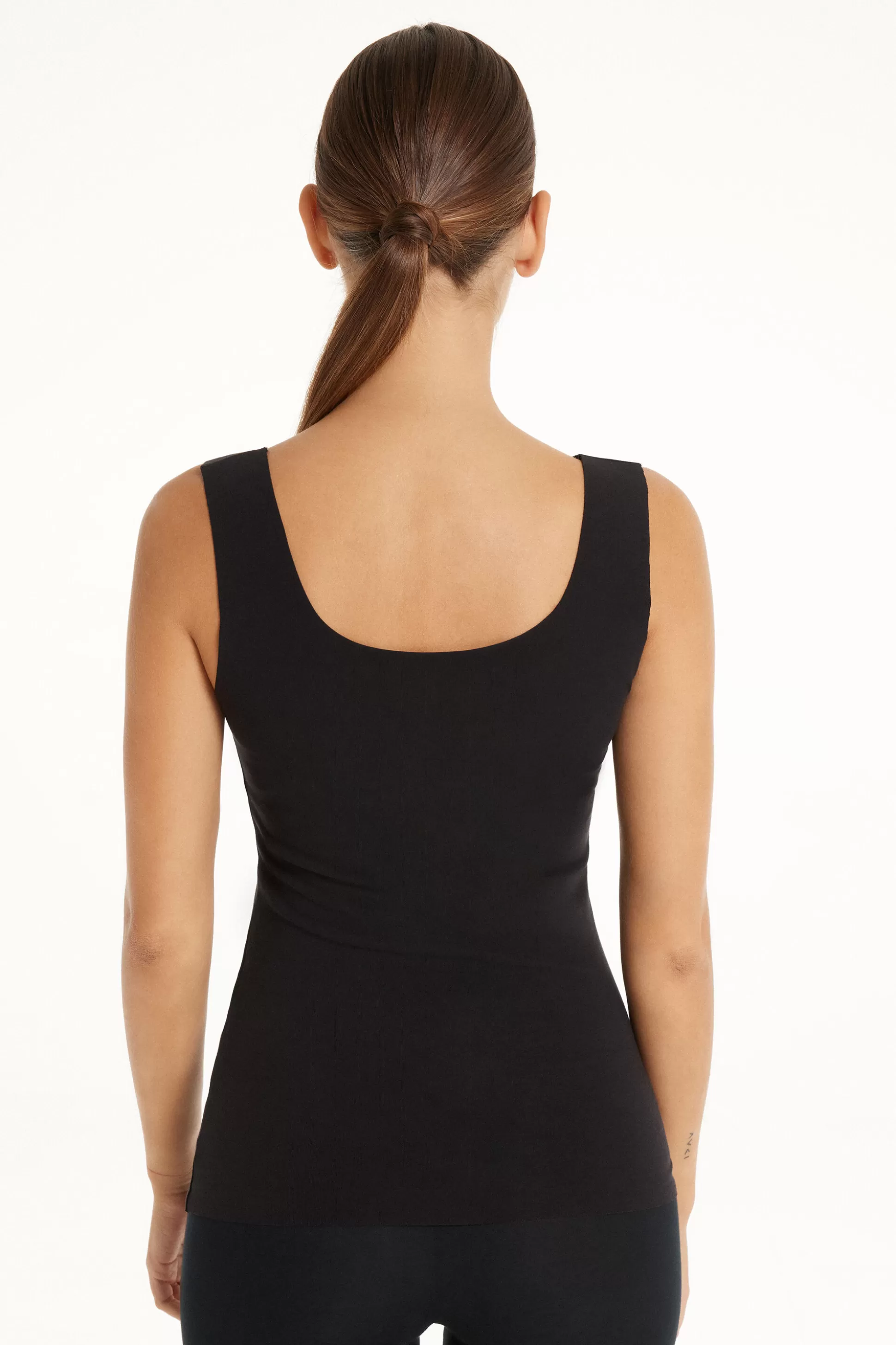 Tezenis Raw-Cut Cotton Camisole - Tank Tops - Women | black Outlet