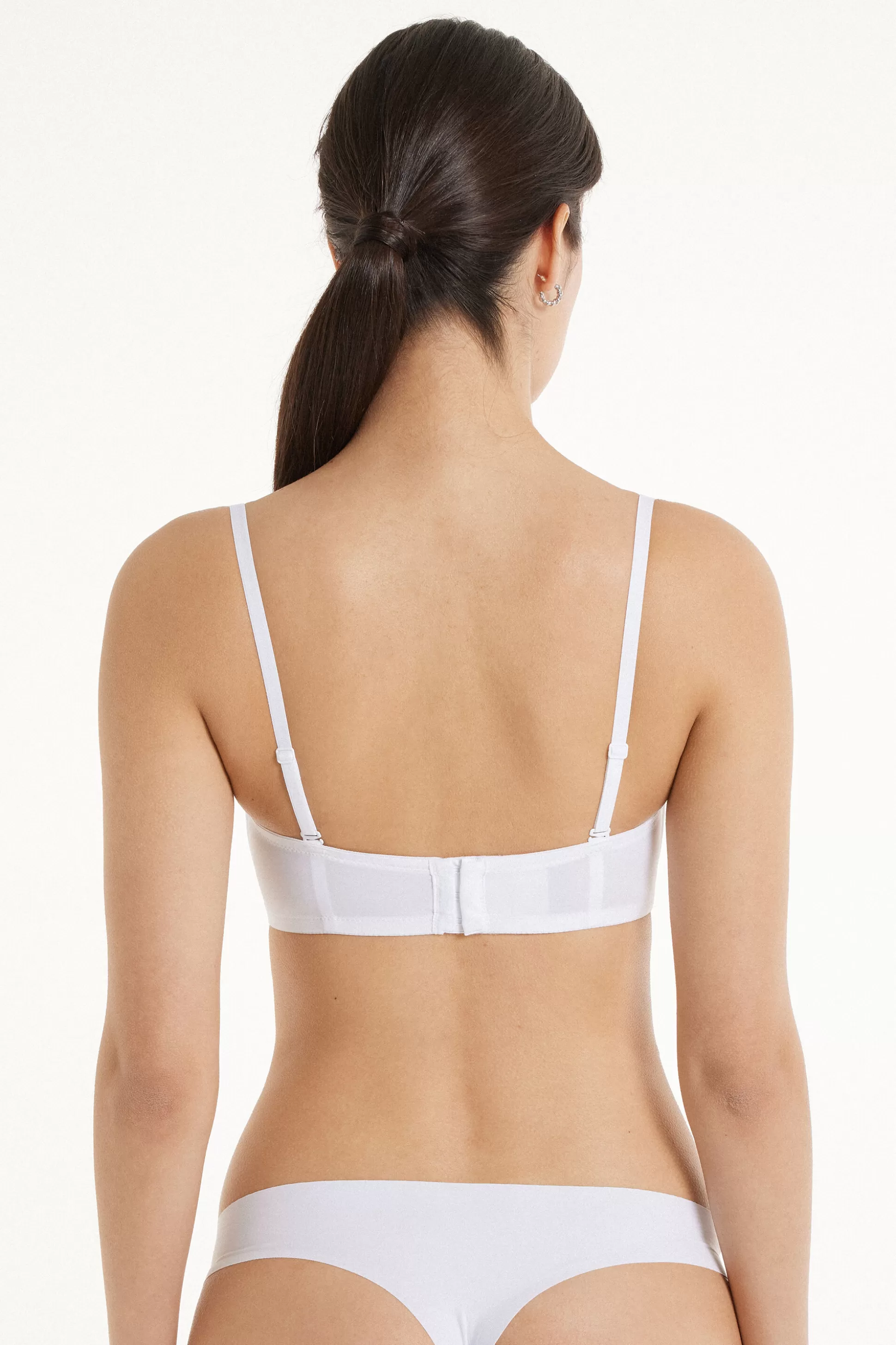 Tezenis Recycled Microfiber Low-Neck Padded Bandeau Bra - Strapless And Bandeau - Women | white Store
