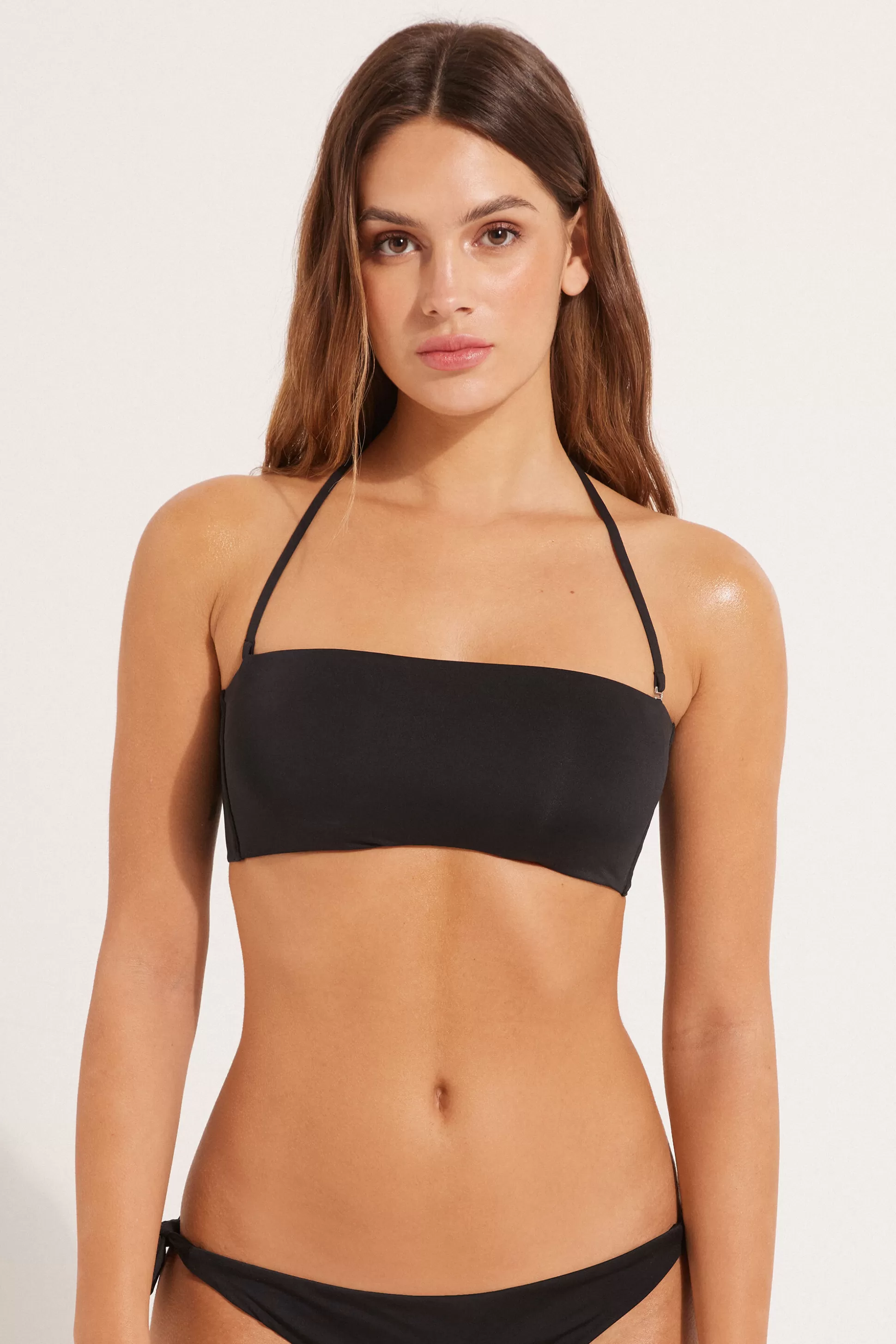 Tezenis Recycled Microfiber Removable Padding Bandeau Bikini Top - Bandeau And Strapless - Women | black New