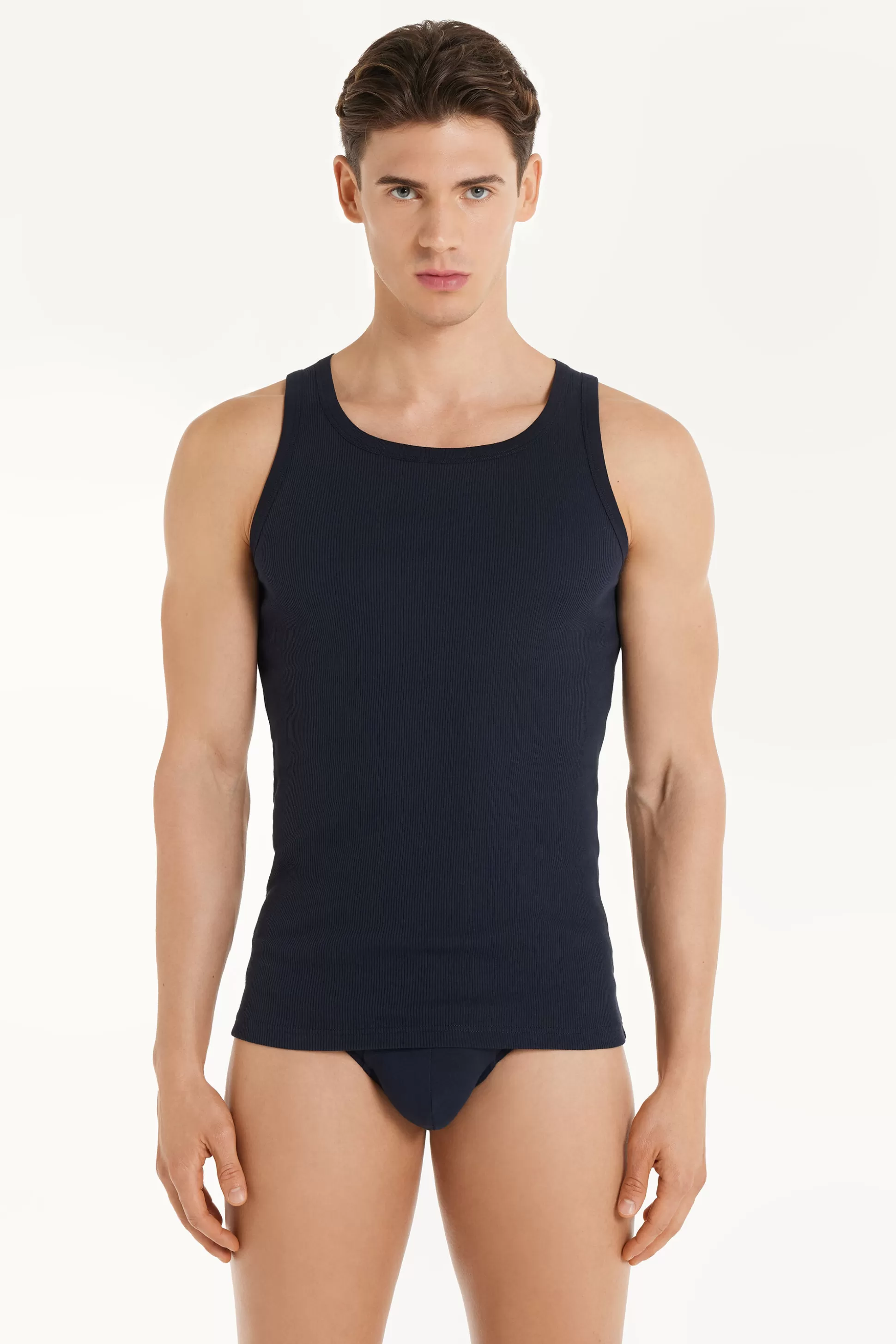 Tezenis Ribbed Cotton Undershirt - Tank Top Undershirts - Men | blue Best