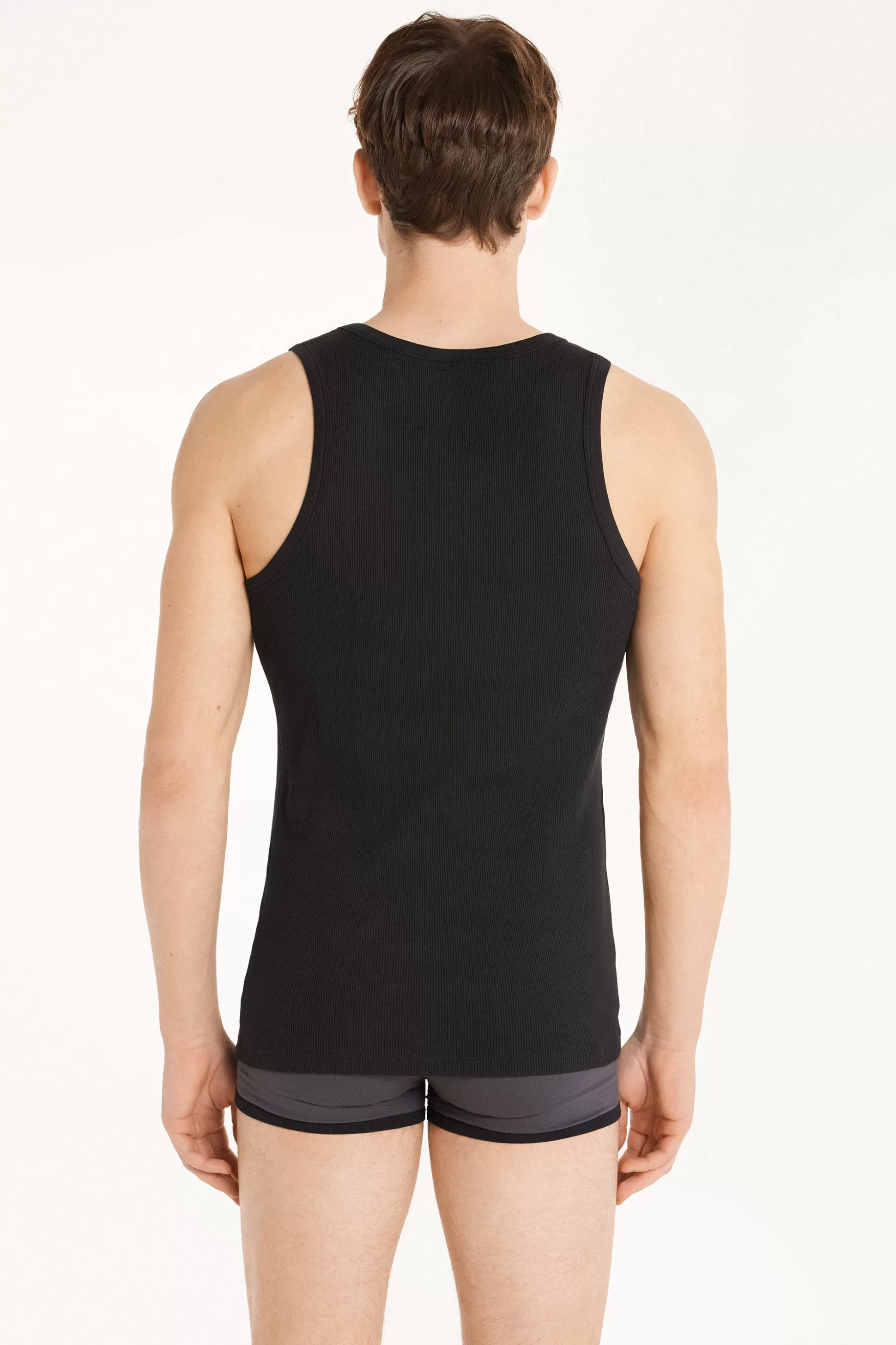 Tezenis Ribbed Cotton Undershirt - Tank Top Undershirts - Men | black Store