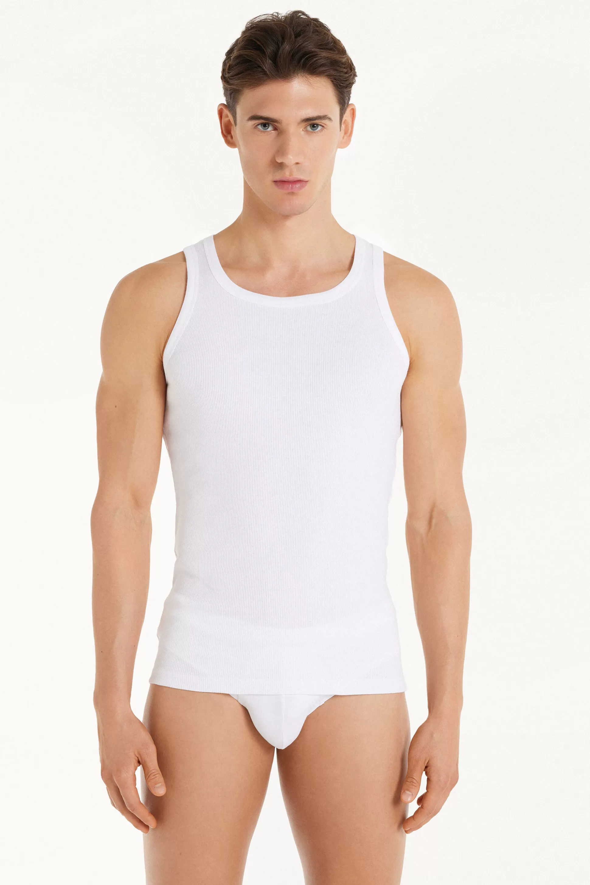 Tezenis Ribbed Cotton Undershirt - Tank Top Undershirts - Men | white Cheap